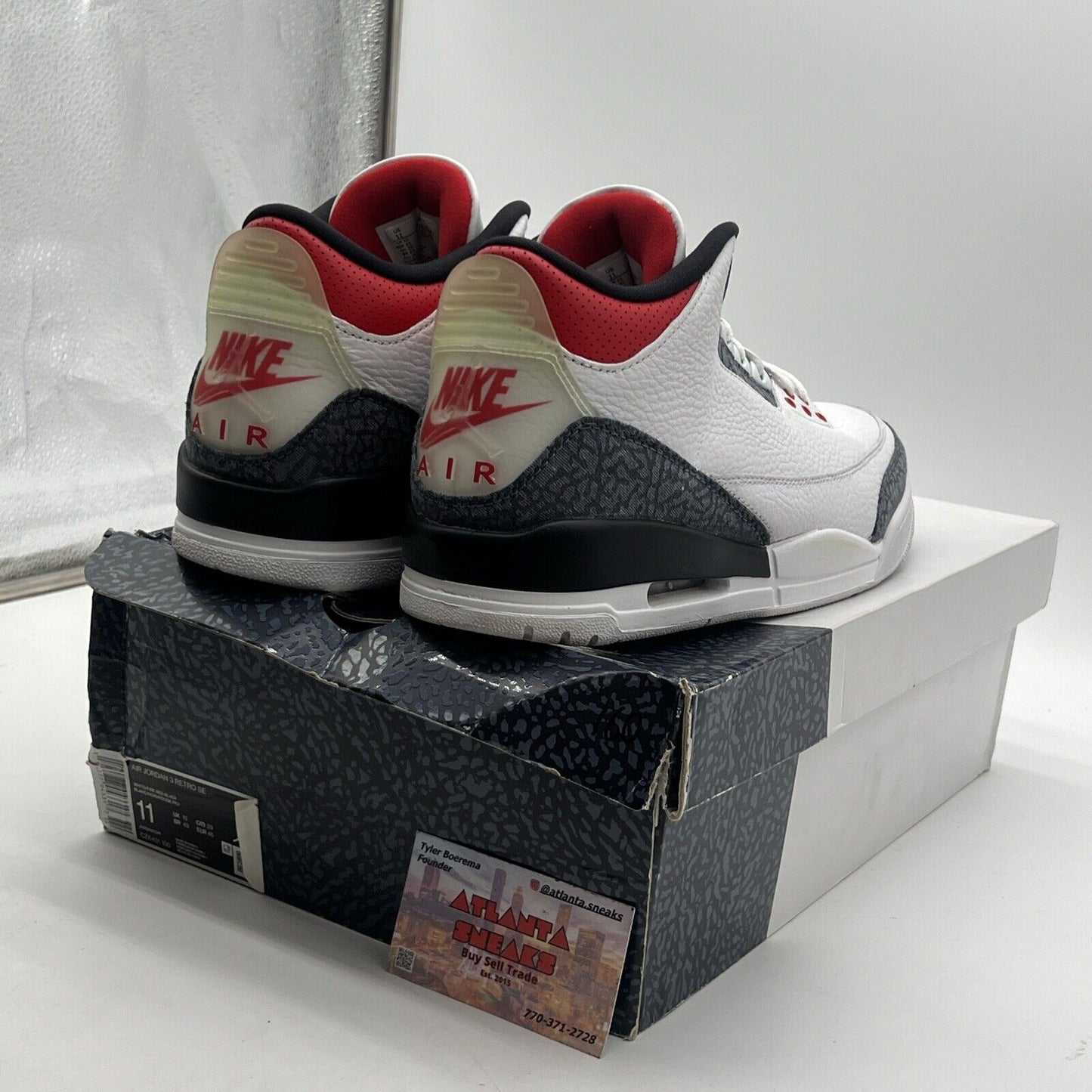 Size 11 - Jordan 3 Retro Denim SE Fire Red 2020 White Navy Leather (CZ6431-100)