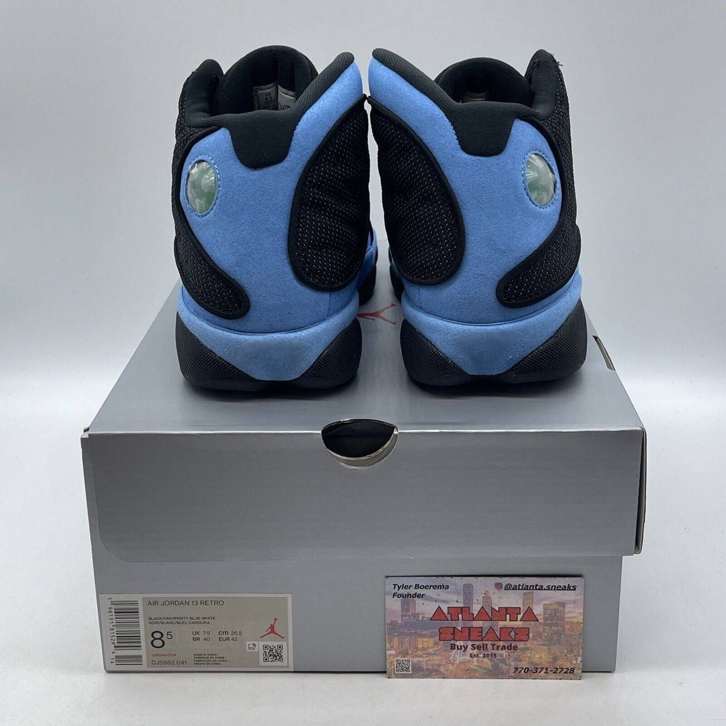 Size 8.5 - Jordan 13 Retro Mid Black University Blue Black Suede (DJ5982-041)