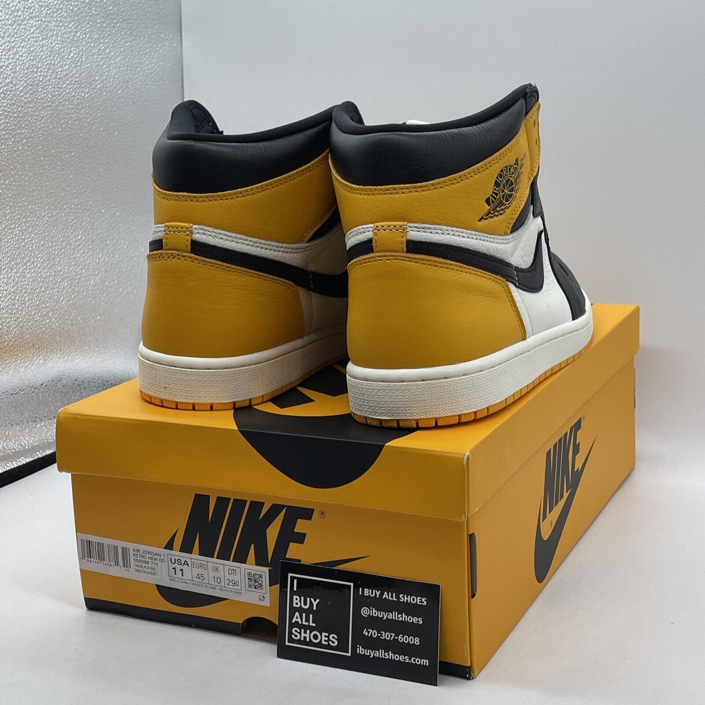 Size 11 - Jordan 1 Retro OG High Yellow Toe White Black Leather (555088-711)