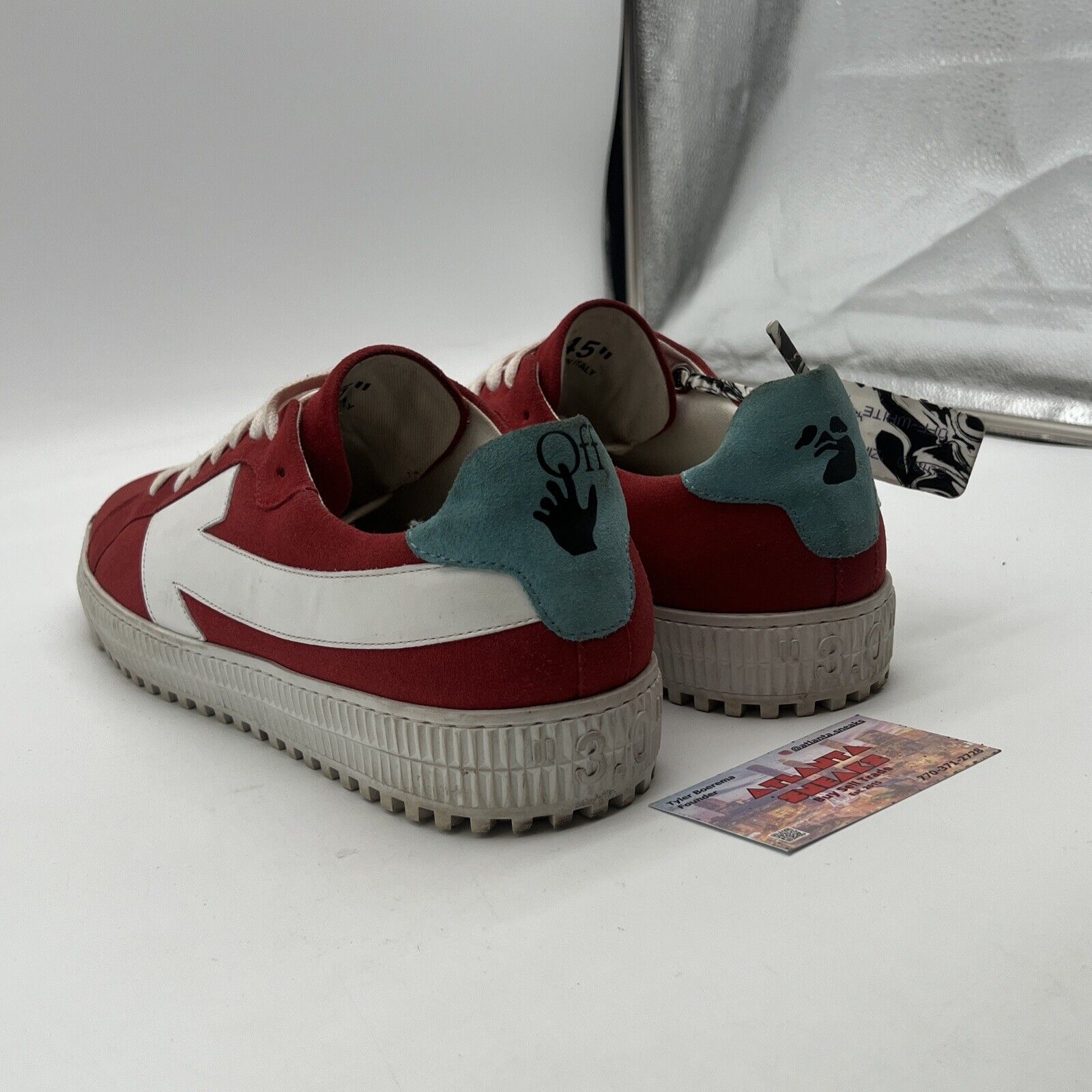 Size 12 - Off-White Arrow Leather/Canvas suede Sneakers Red