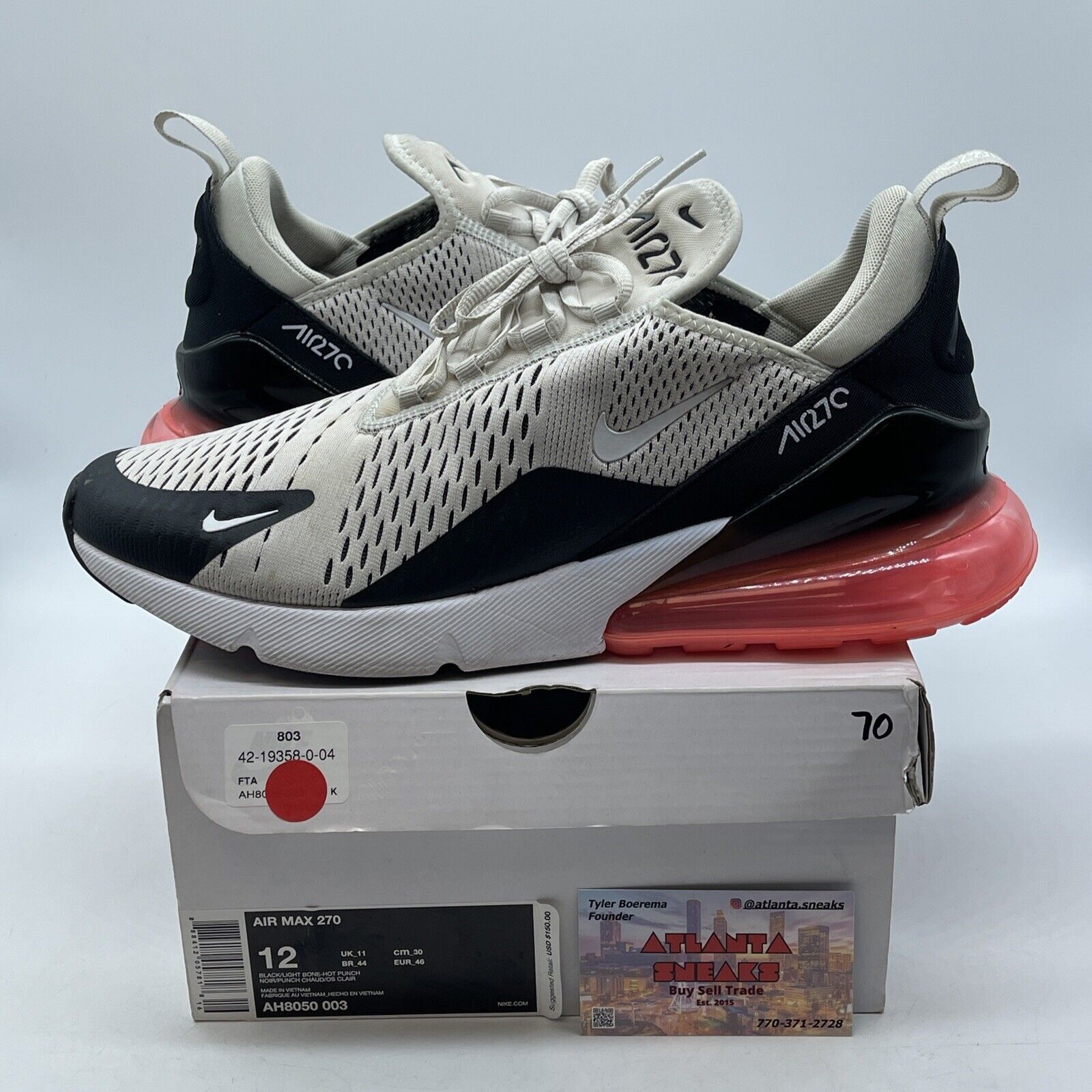 Size 12 - Nike Air Max 270 Light Bone Pink White Black Tan (AH8050-003)