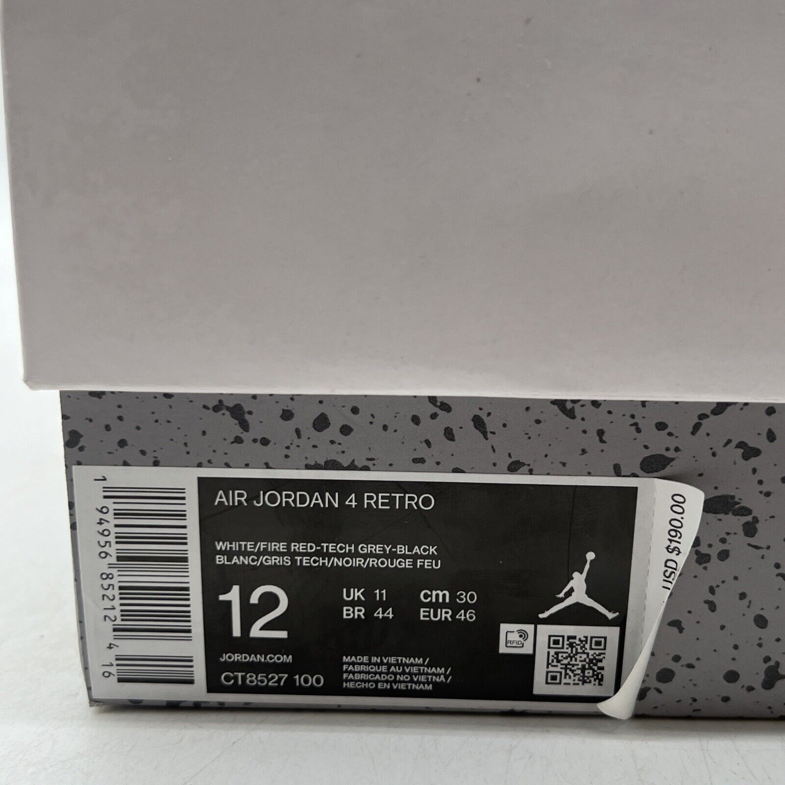 Size 12 - Jordan 4 Retro Mid White Oreo White Leather Grey (CT8527-100)