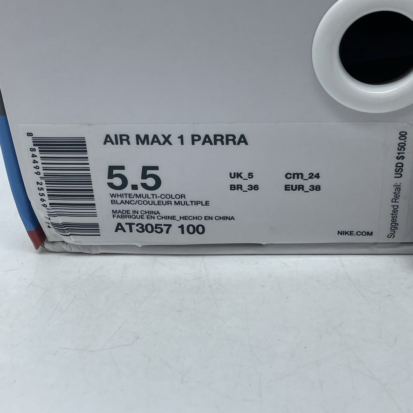 Size 5.5 - Parra x Nike Air Max 1 White (AT3057-100)