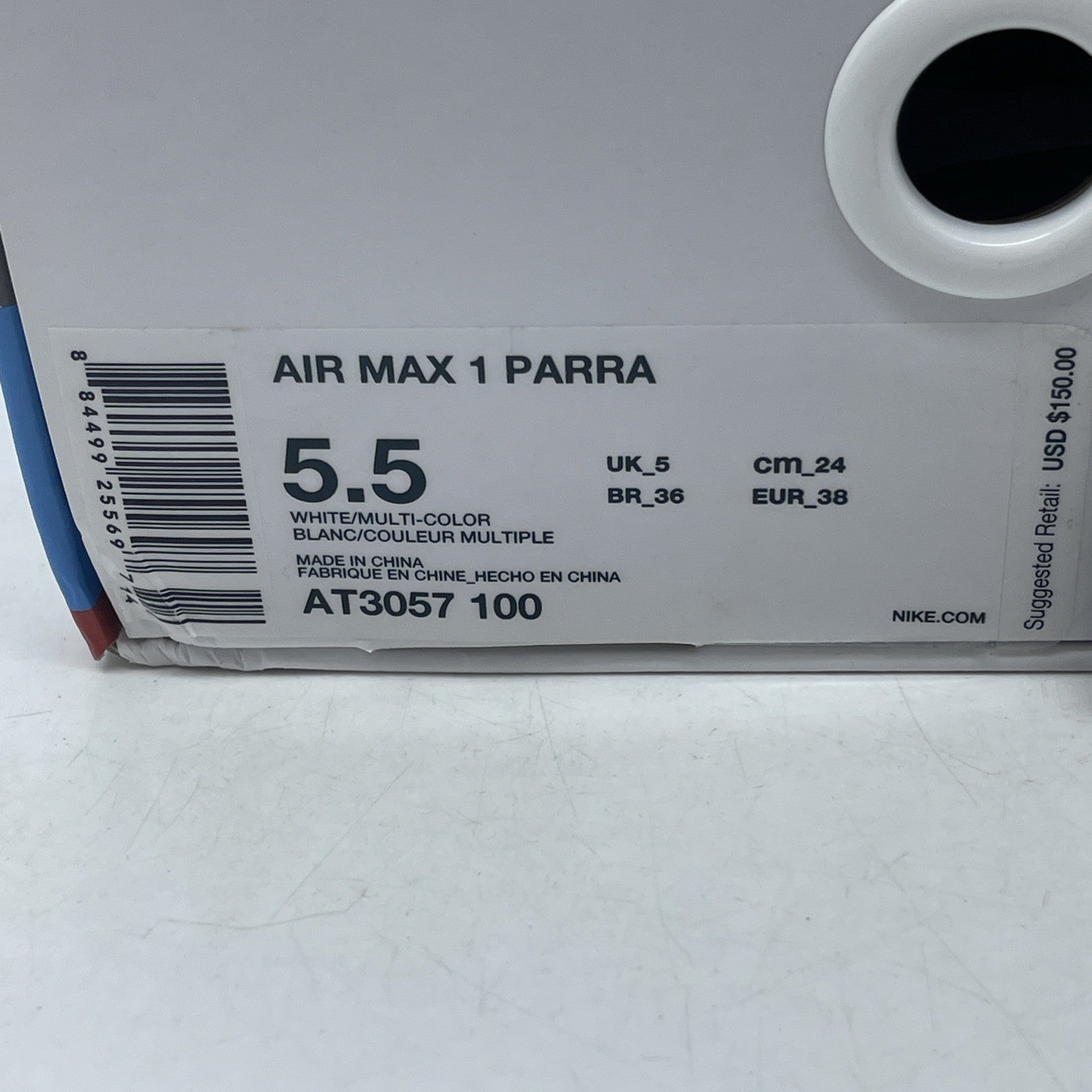 Size 5.5 - Parra x Nike Air Max 1 White (AT3057-100)