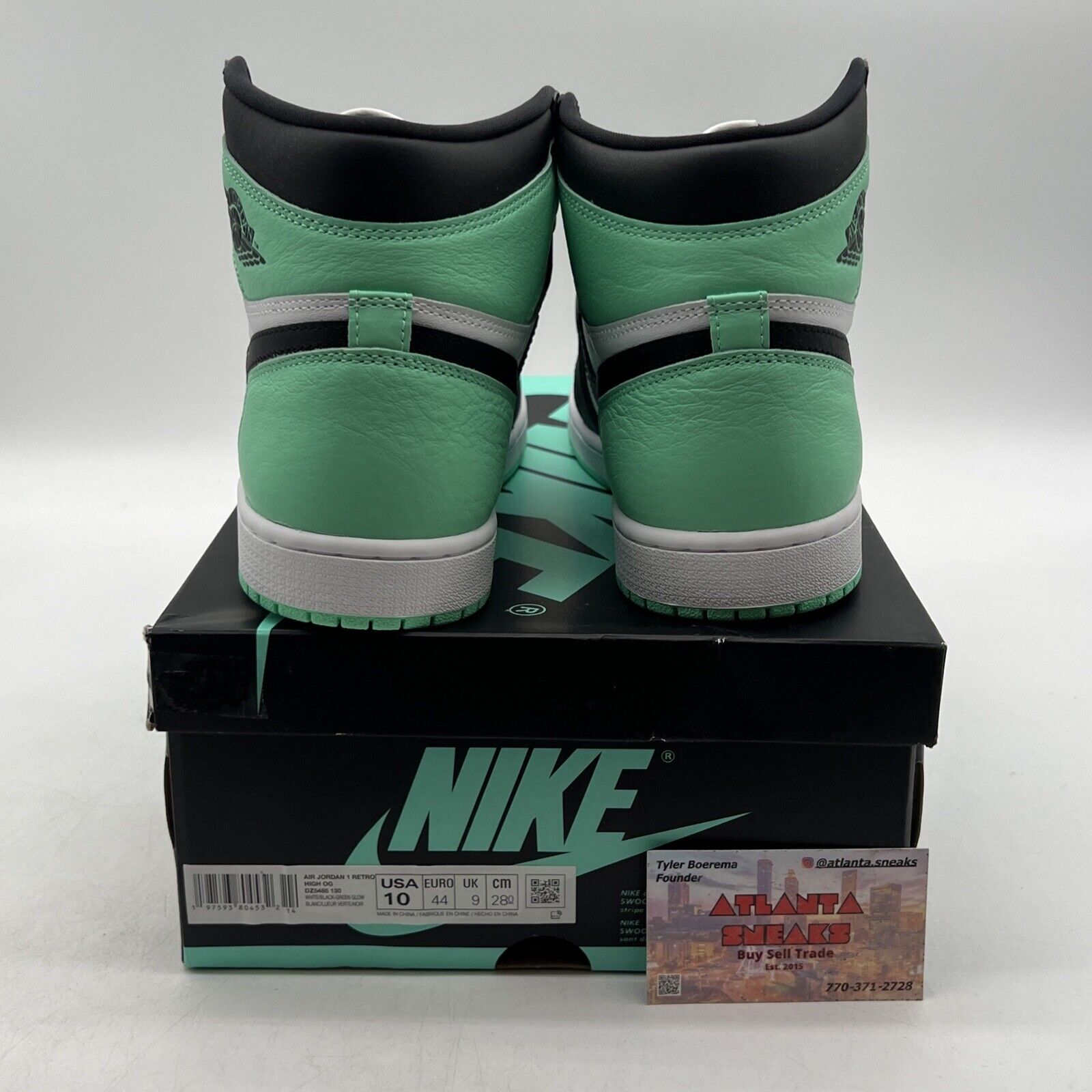 Size 10 - Air Jordan 1 Retro OG High Green Glow White Black Leather.(DZ5495-130)