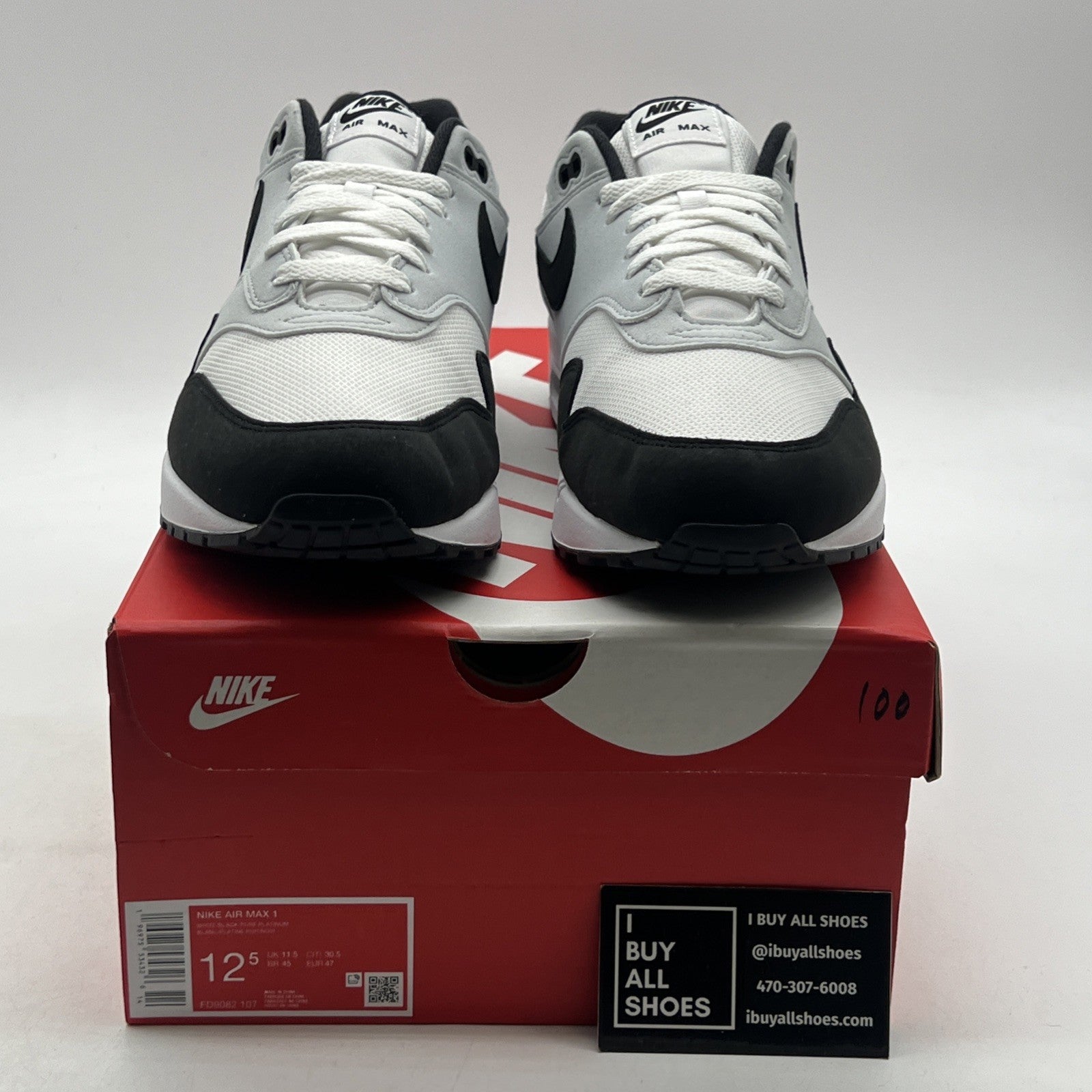 Size 12.5 - Nike Air Max 1 White Black (FD9082-107)