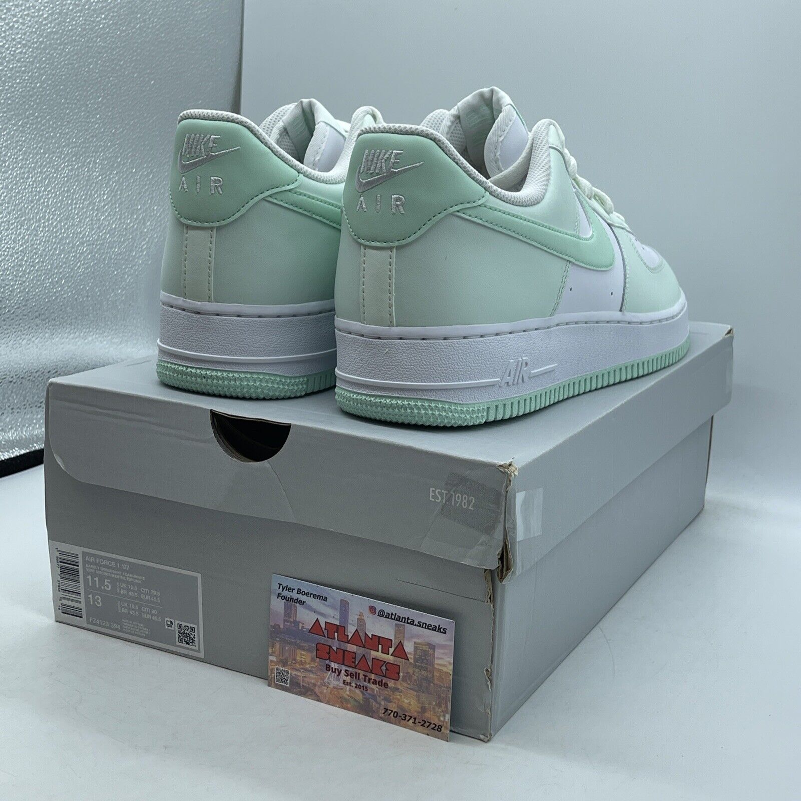 Size 11.5 - Nike Air Force 1 Low Mint Foam Mint green White Leather (FZ4123-394)