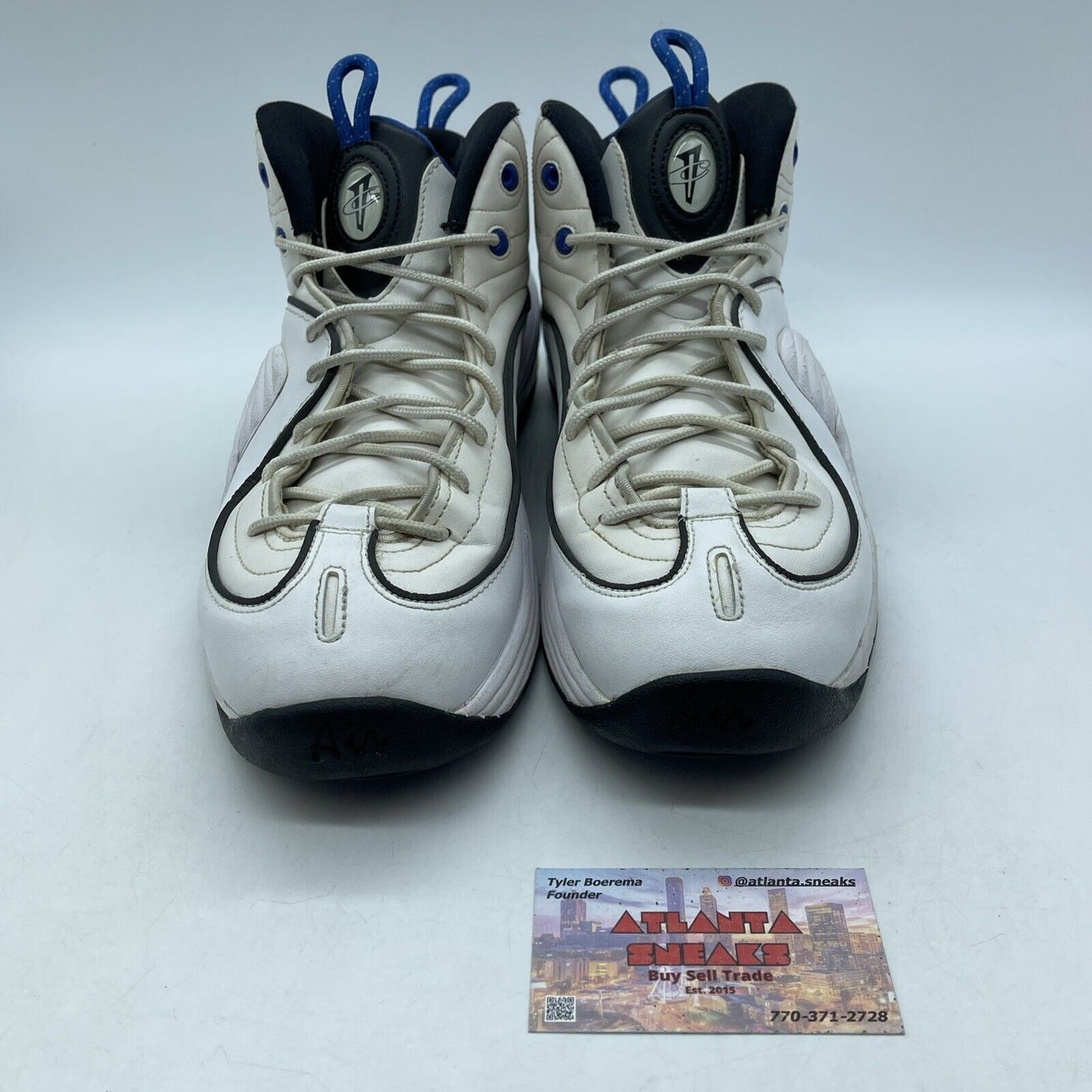 Size 11.5 - Nike Air Penny 2 2016 Home White Black Blue Leather (333886-100)