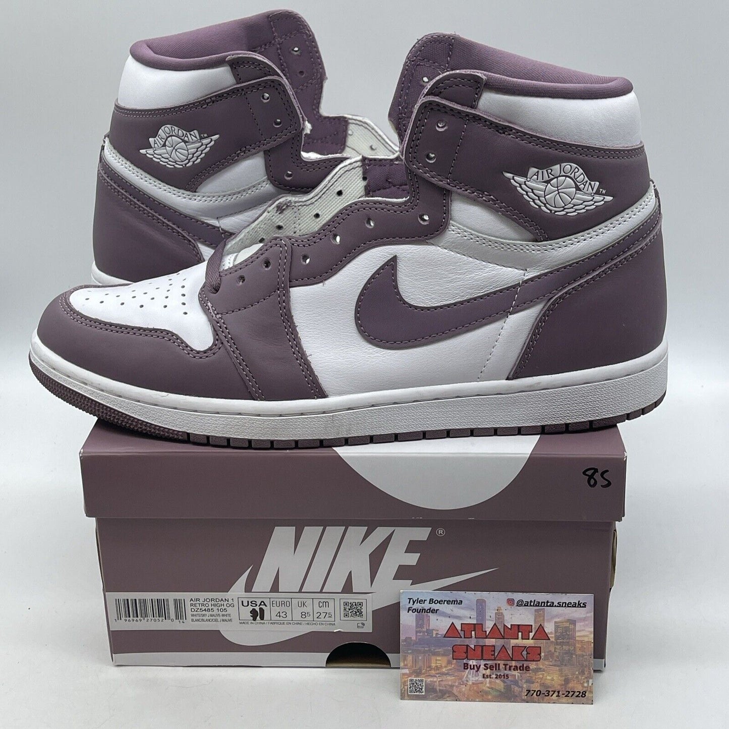 Size 11 - Air Jordan 1 Retro OG High Mauve Purple White Leather (DZ5485-105)