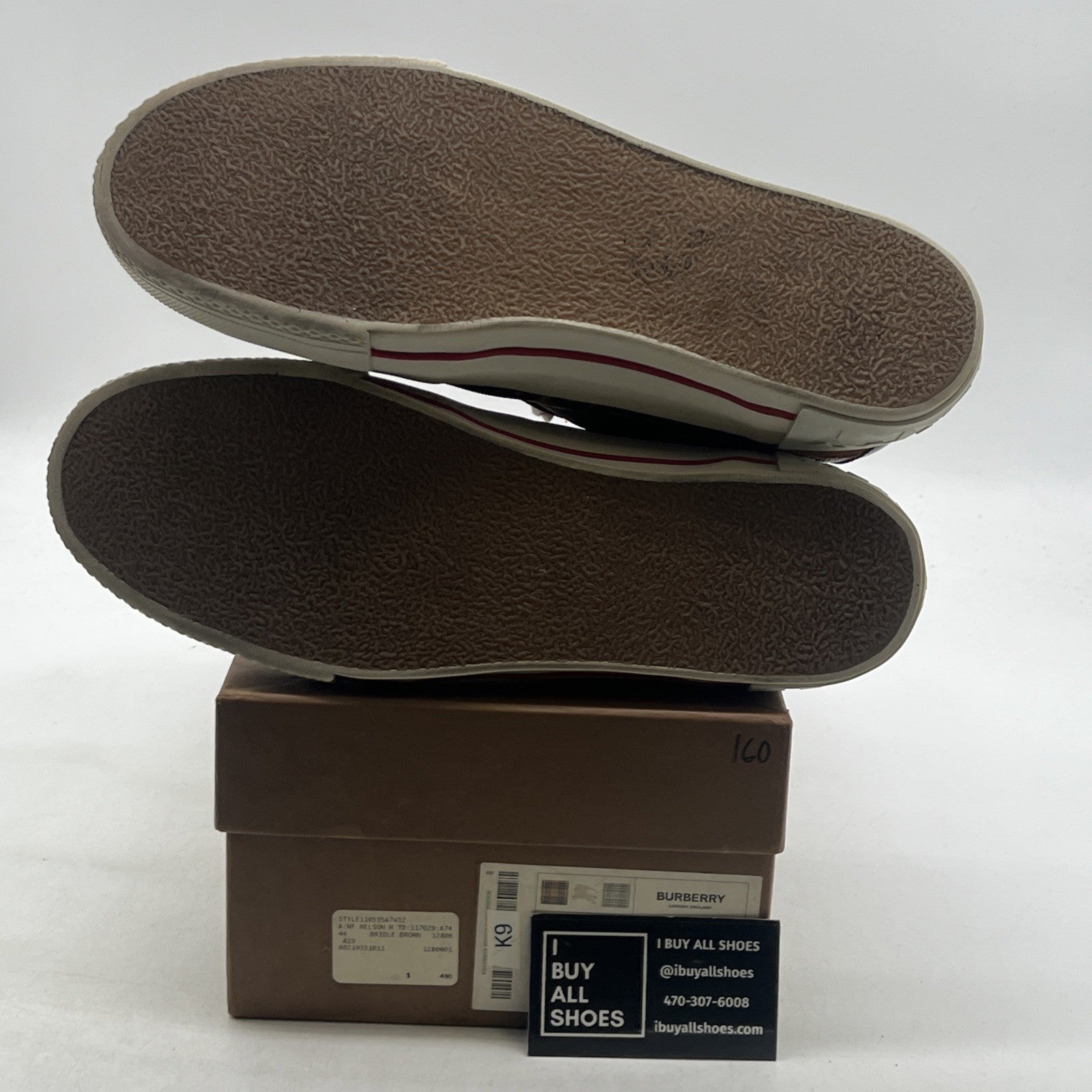 Size 44 - Burberry Nelson TB Monogram Brown Logo Sneakers Suede