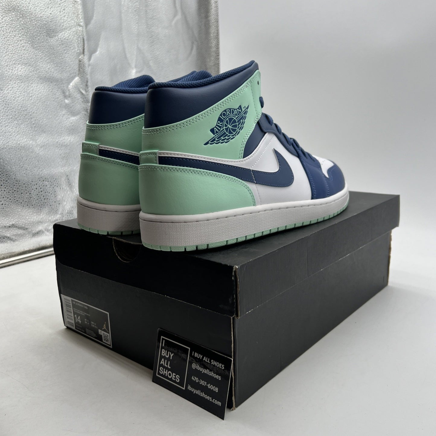 Size 14 - Air Jordan 1 Mid Blue Mint 2022 (554724-413)