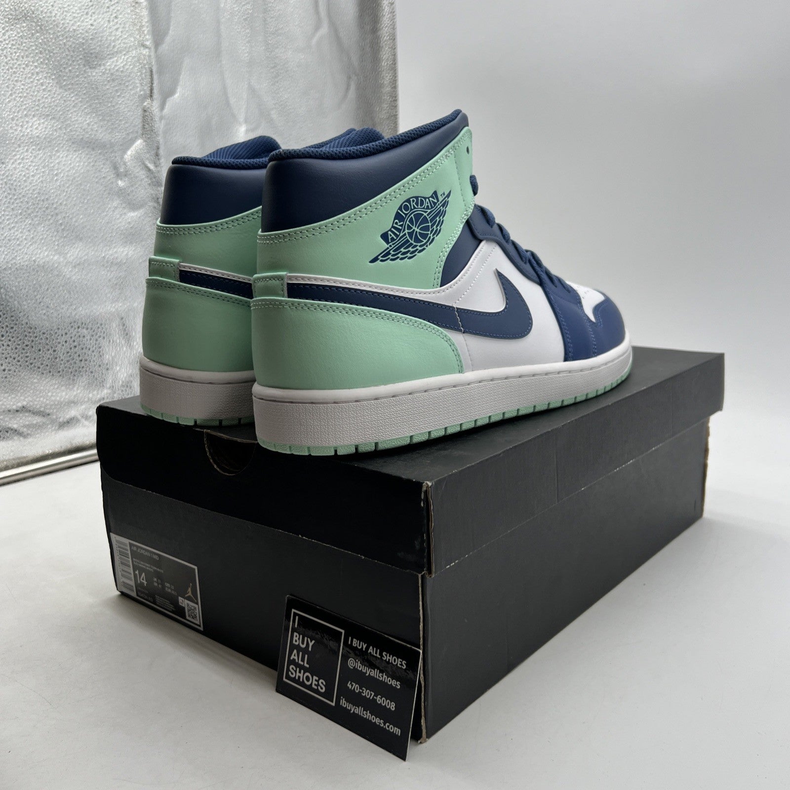 Size 14 - Air Jordan 1 Mid Blue Mint 2022 (554724-413)