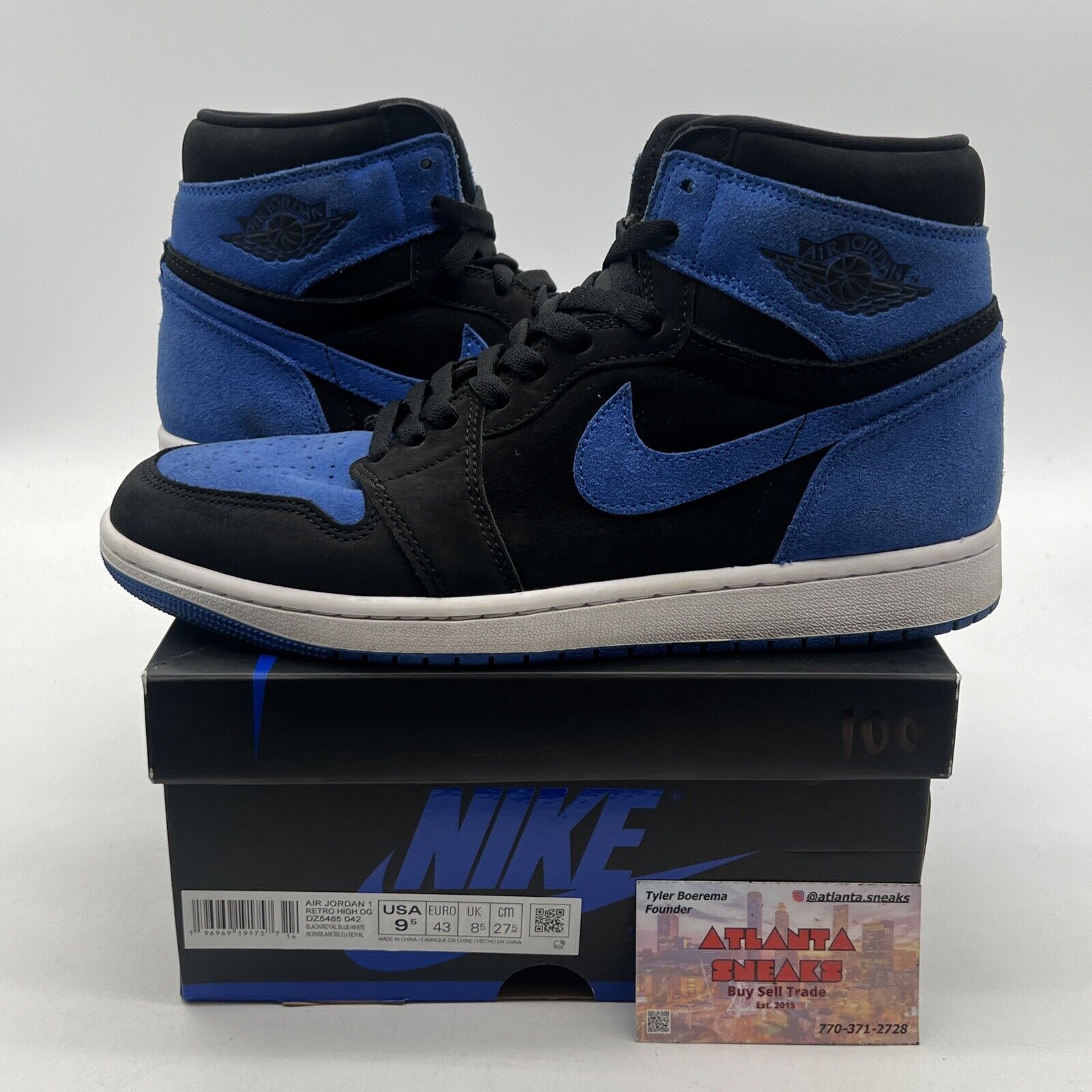 Size 9.5 - Jordan 1 Retro OG High Royal Reimagined Black White Blue (DZ5485-042)