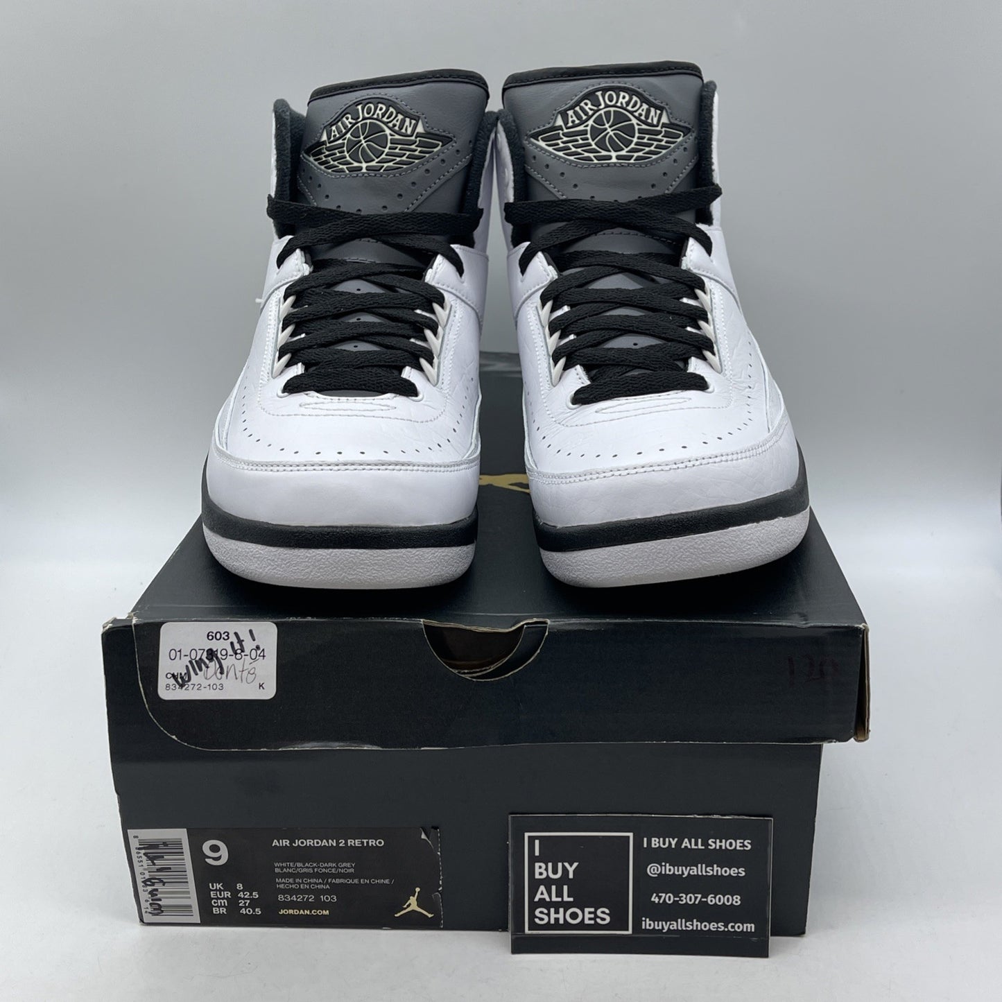 Size 9 - Air Jordan 2 Retro Wing It Black Grey White Leather (834272-103)