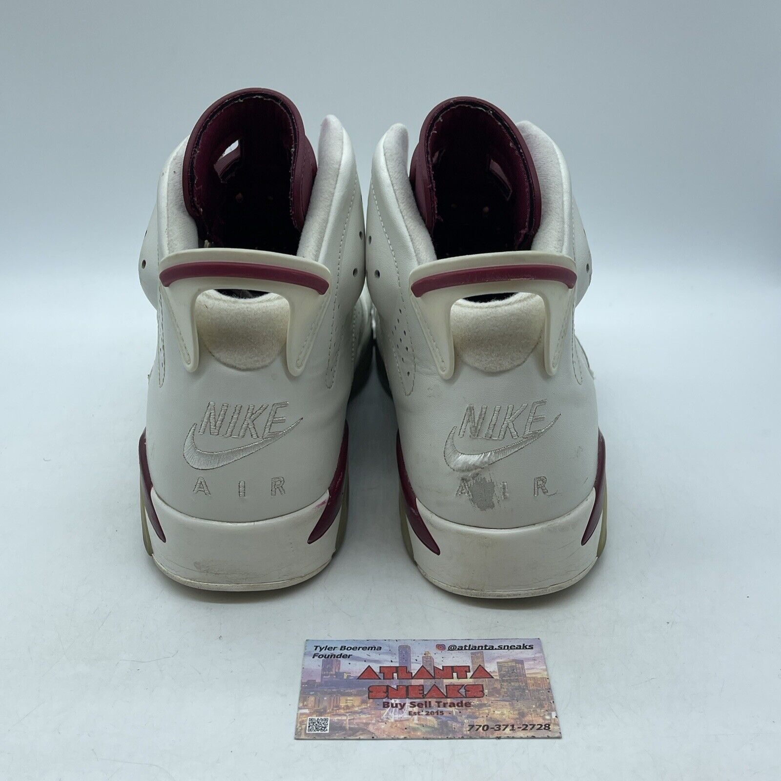 Size 10.5 - Air Jordan 6 Retro 2015 Maroon White Burgundy Leather (384664-116)