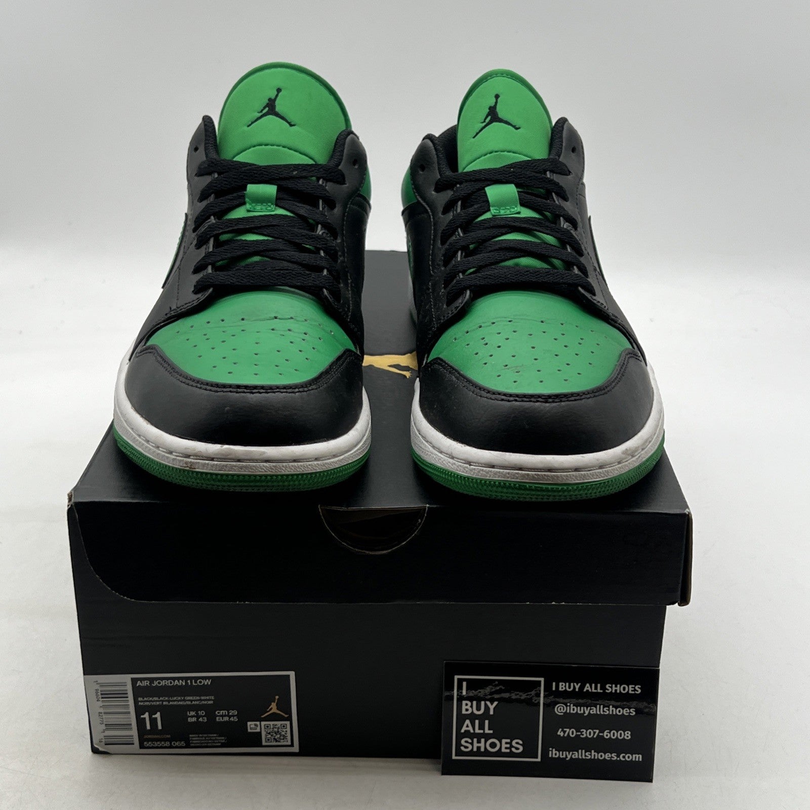 Size 11 - Air Jordan 1 Low Black Lucky Green (553558-065)
