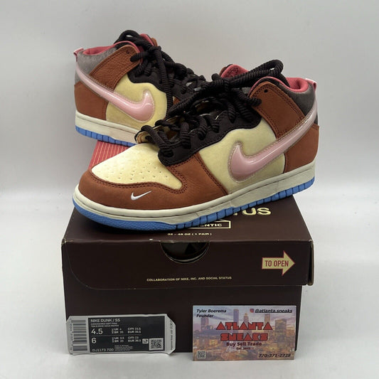 Size 4.5 - Nike Social Status x Dunk Mid Chocolate Milk Brand New Og All Pink