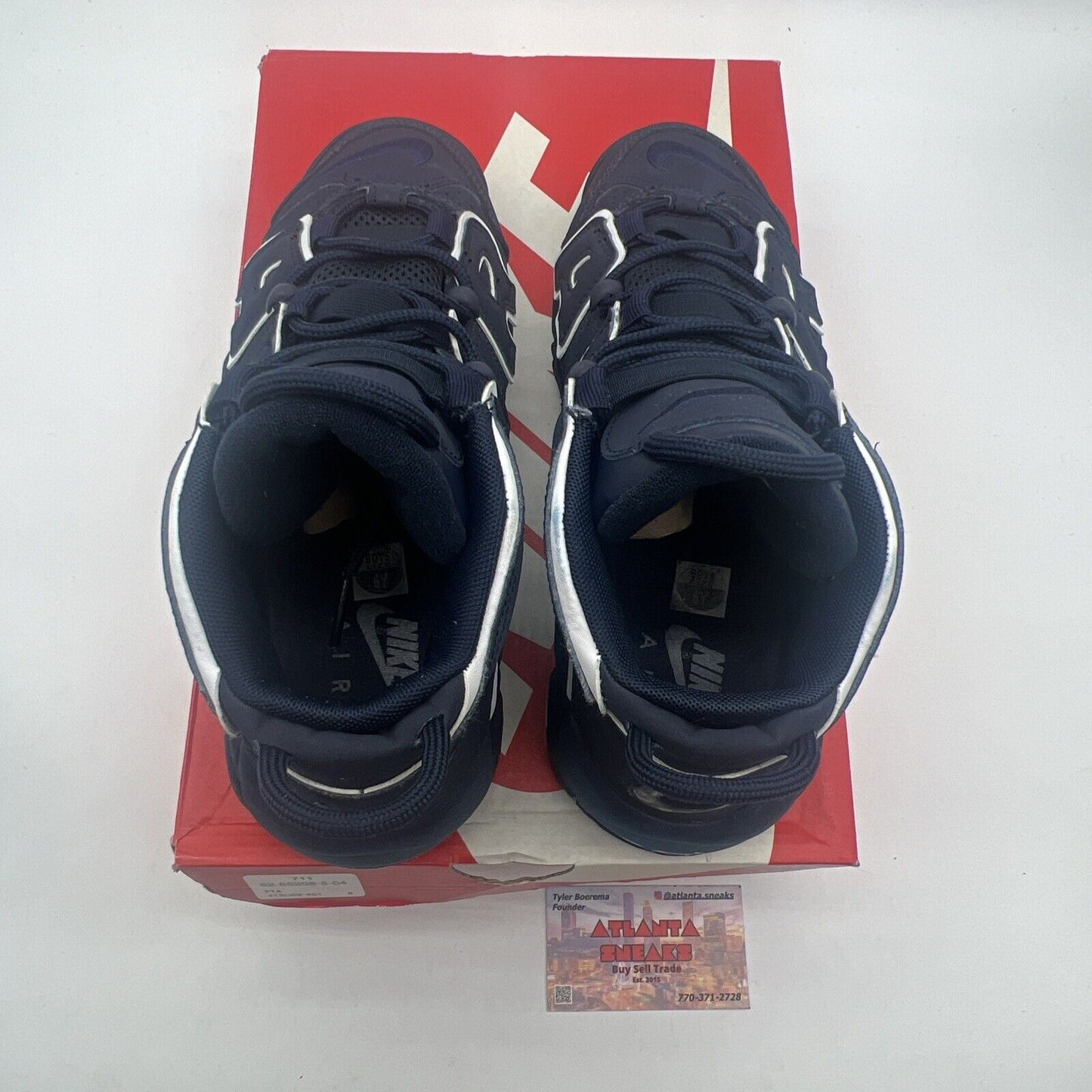 Size 6.5 (GS) - Nike Air More Uptempo Low Navy White Suede (415082-401)