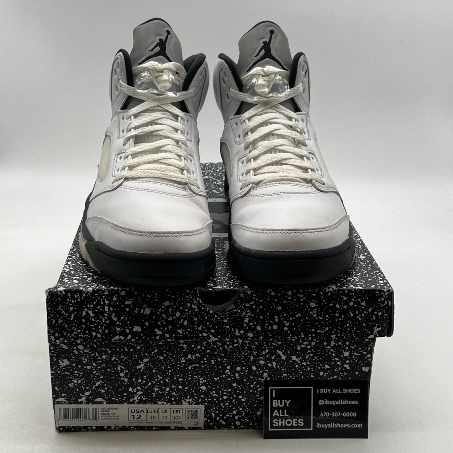Size 12 - Air Jordan 5 Retro White Black (DD0587-110)