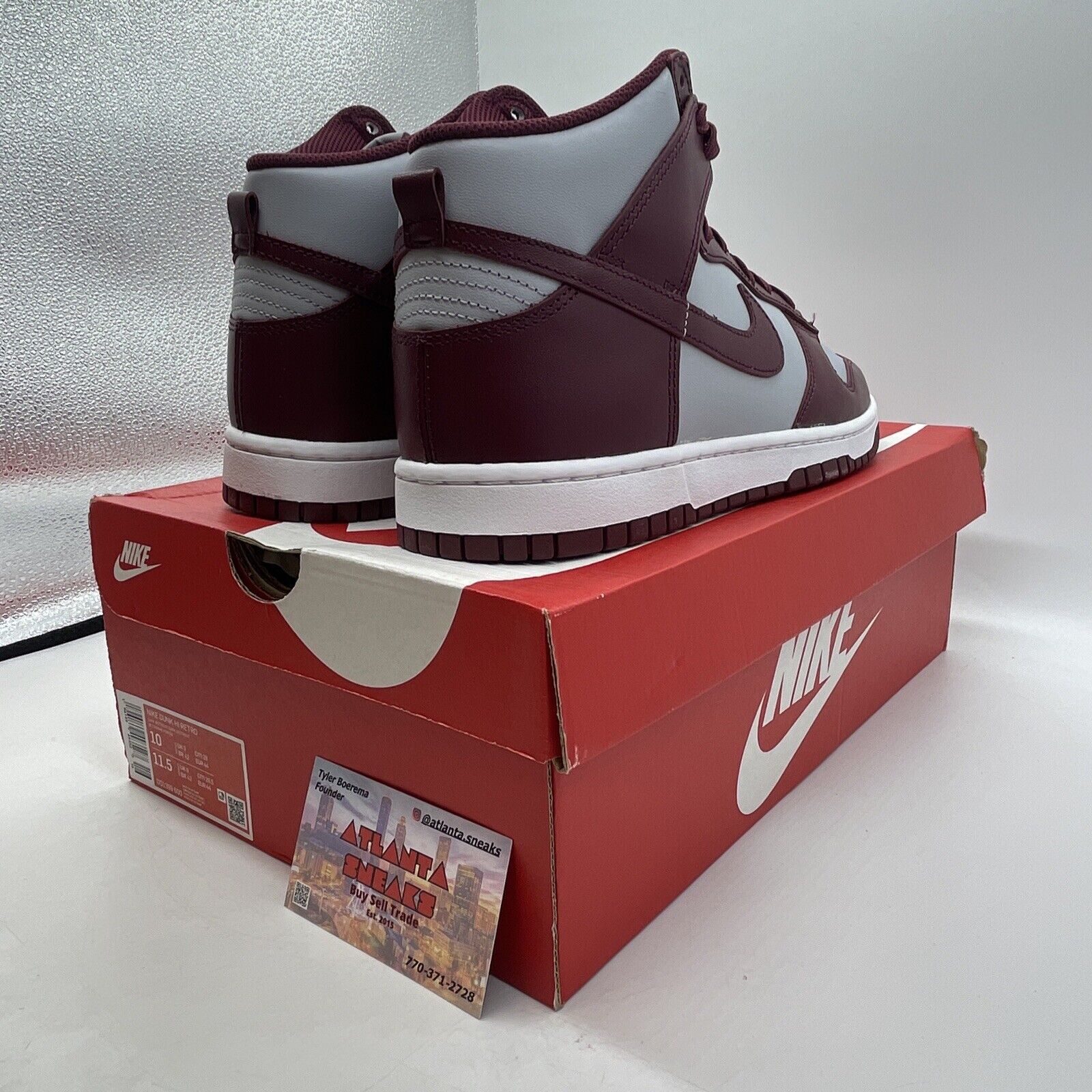 Size 10 - Nike Dunk High Dark Beetroot Burgundy White Grey Leather (DD1399-600)