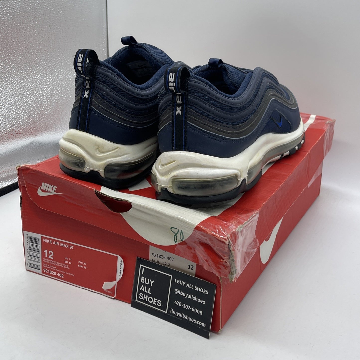 Size 12 - Nike Air Max 97 Obsidian Blue Leather Suede (921826-402)