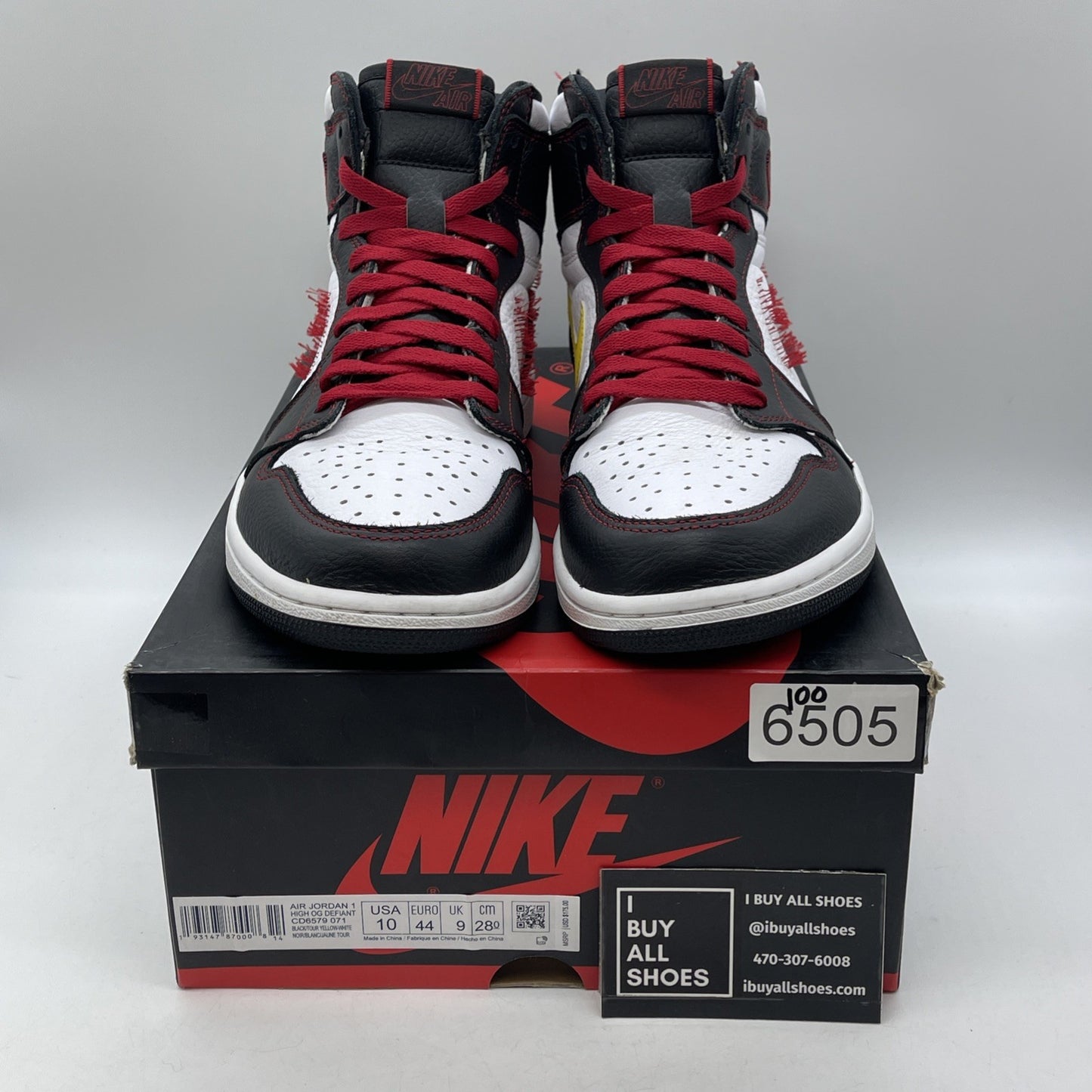 Size 10 - Air Jordan 1 Retro OG High Defiant Black White Leather (CD6579-071)