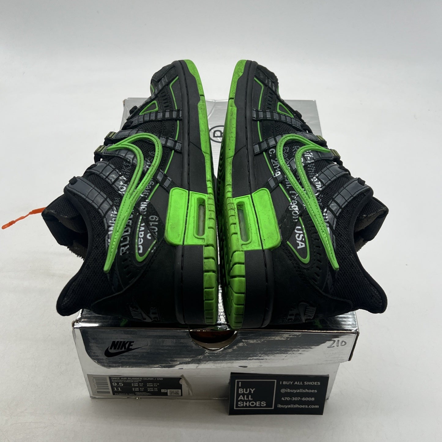 Size 9.5 - Nike Air Rubber Dunk x Off-White Low Green Strike (CU6015-001)