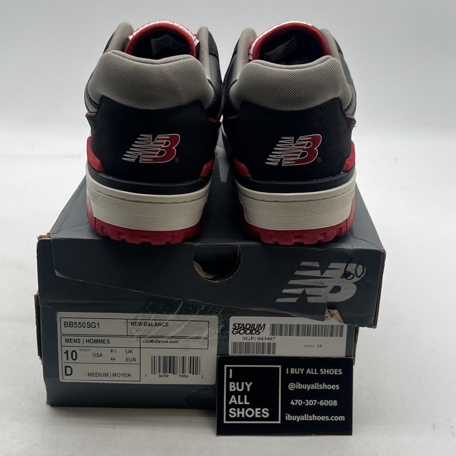Size 10 - New Balance 550 Black Red (BB550SG1)