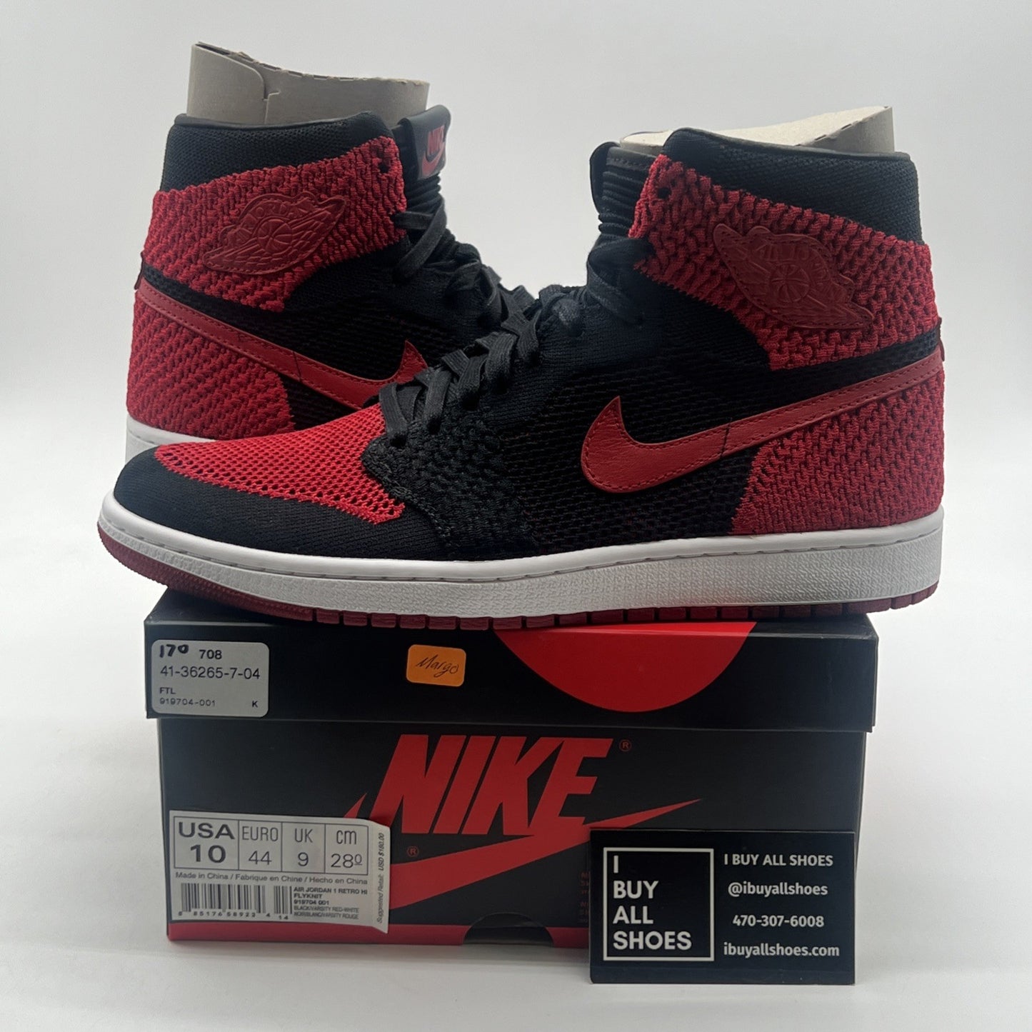 Size 10 - Air Jordan 1 Retro OG Flyknit High Bred (919704-001)