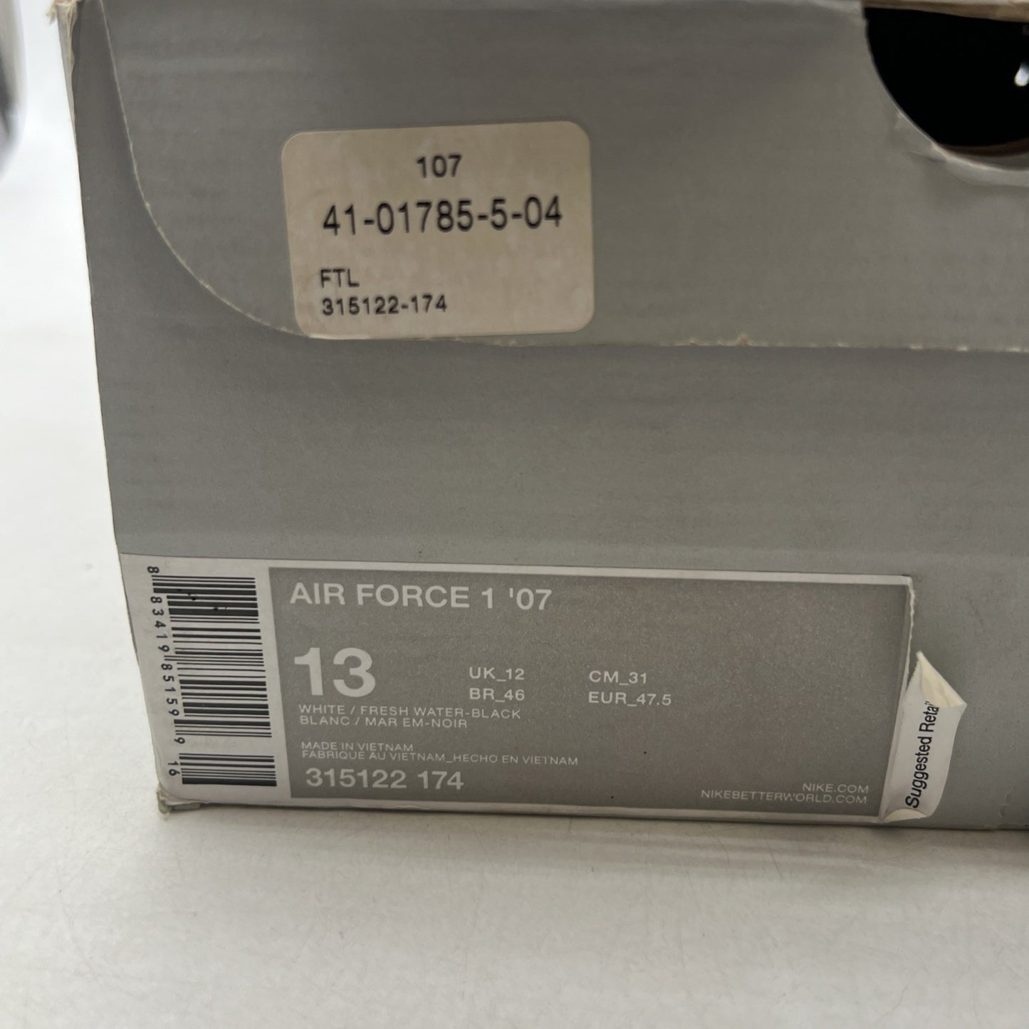 Size 13 - Nike Air Force 1 '07 White Green Black (315122-174)