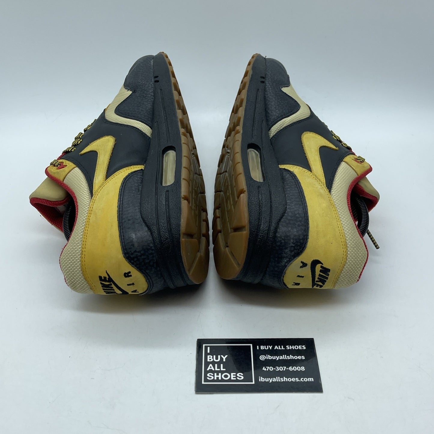 Size 10.5 - Nike Air Max 1 Supreme Tech Pack 2 Black Yellow Suede (321734-071)