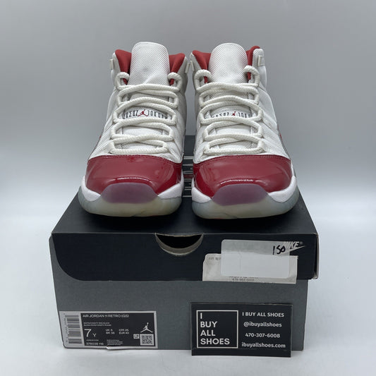 Size 7Y (GS) - Jordan 11 Retro Mid Cherry Red White Leather