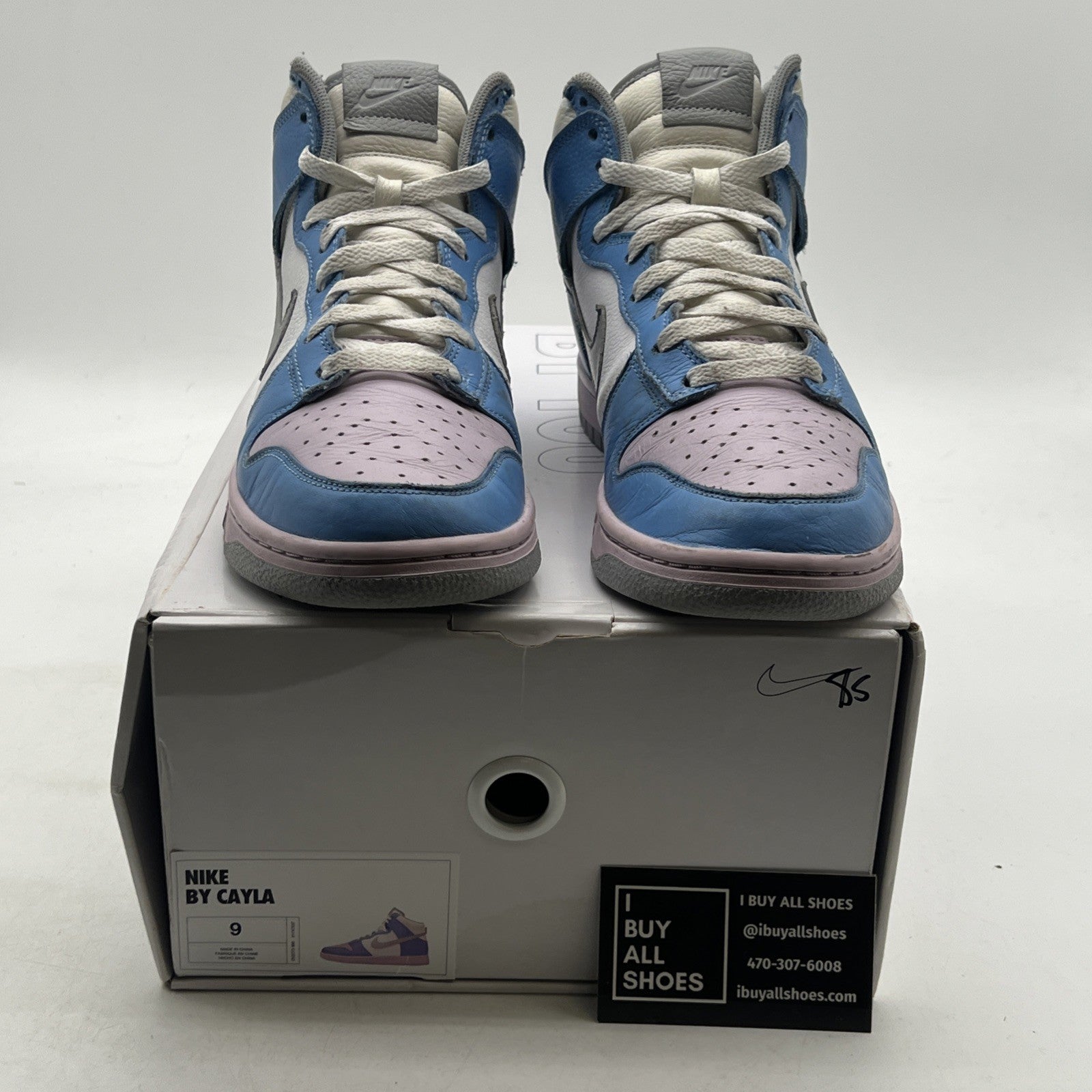 Size 9 - Nike Dunk High By You Custom Shoes White/Baby Blue /Grey (DV2273-900)