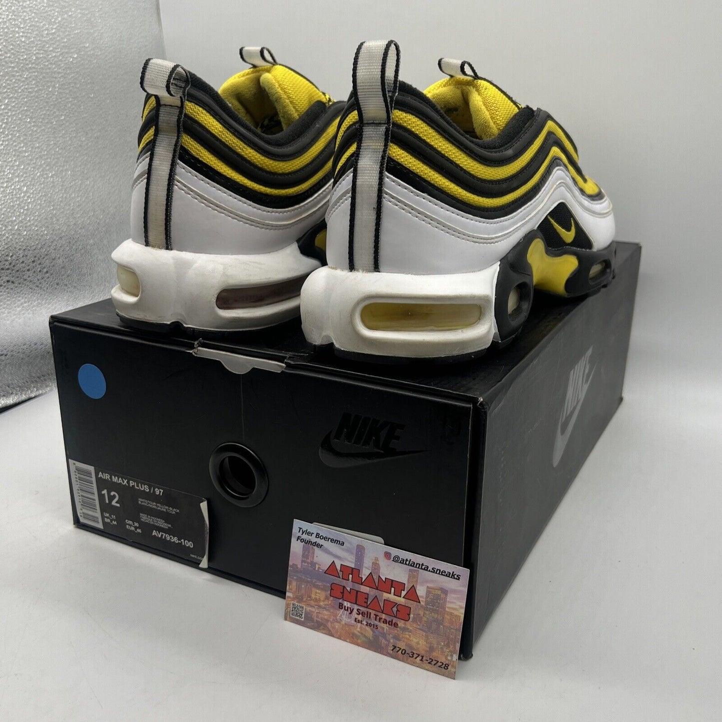 Size 12 - Nike Air Max Plus 97 Frequency Pack Yellow White Black (AV7936-100)