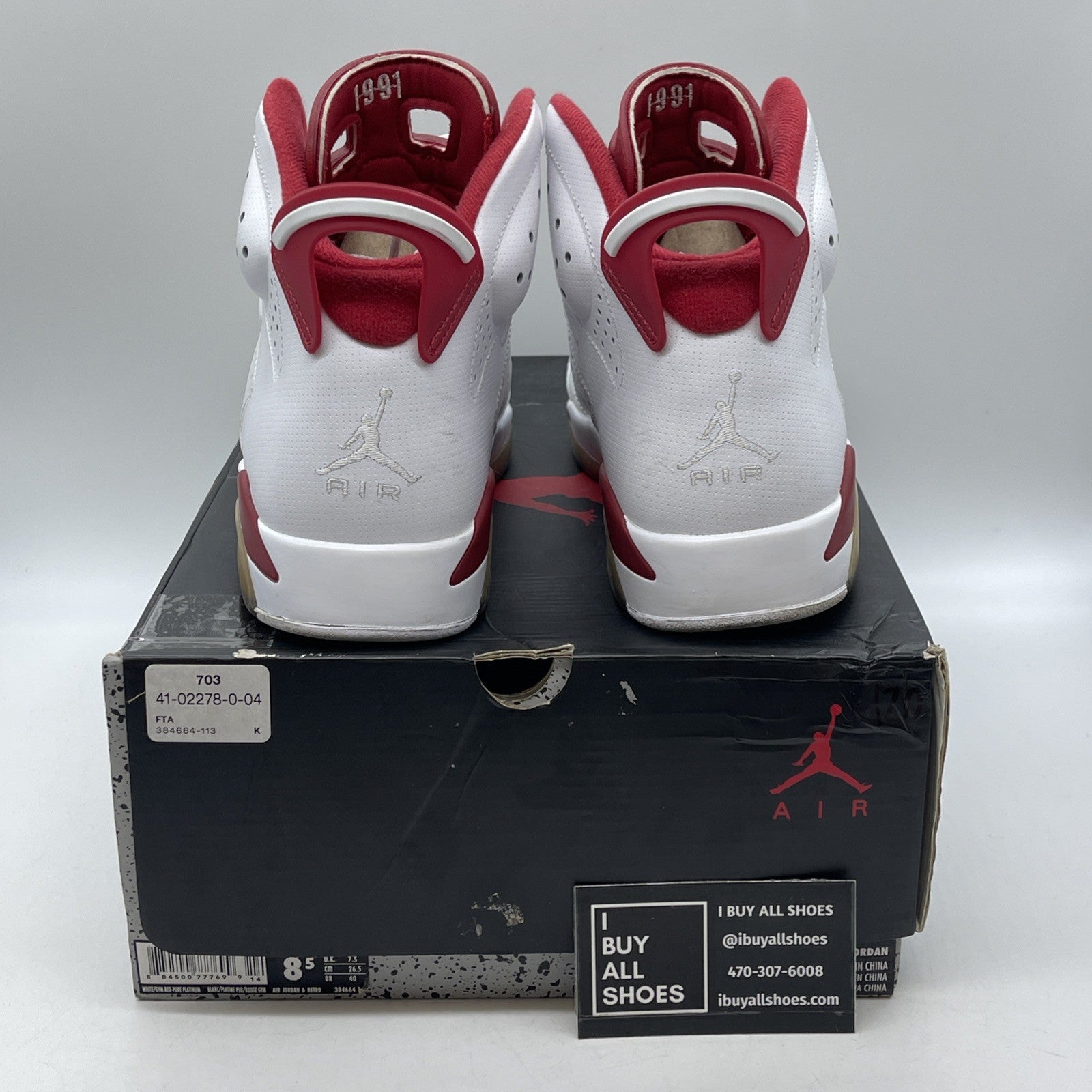 Size 8.5 - Air Jordan 6 Retro Alternate White Grey Suede Leather (384664-113)