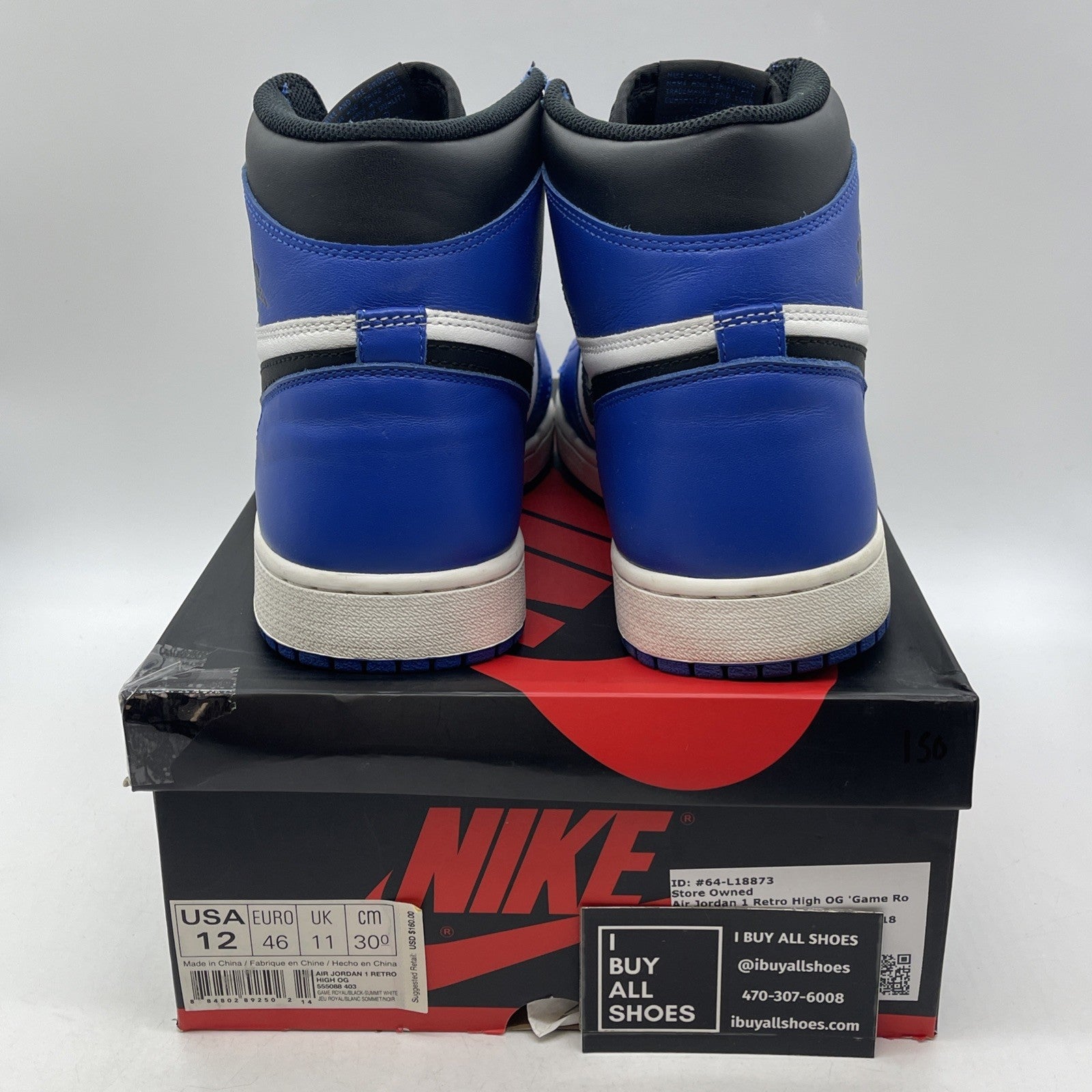 Size 12 - Air Jordan 1 Retro High OG Game Royal 2018 (555088-403)