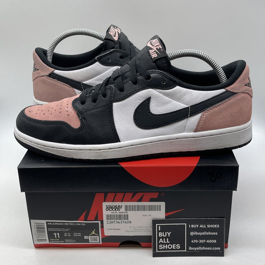 Size 11 - Jordan 1 Low OG Bleached Coral Pink White Suede Leather (CZ0790-061)