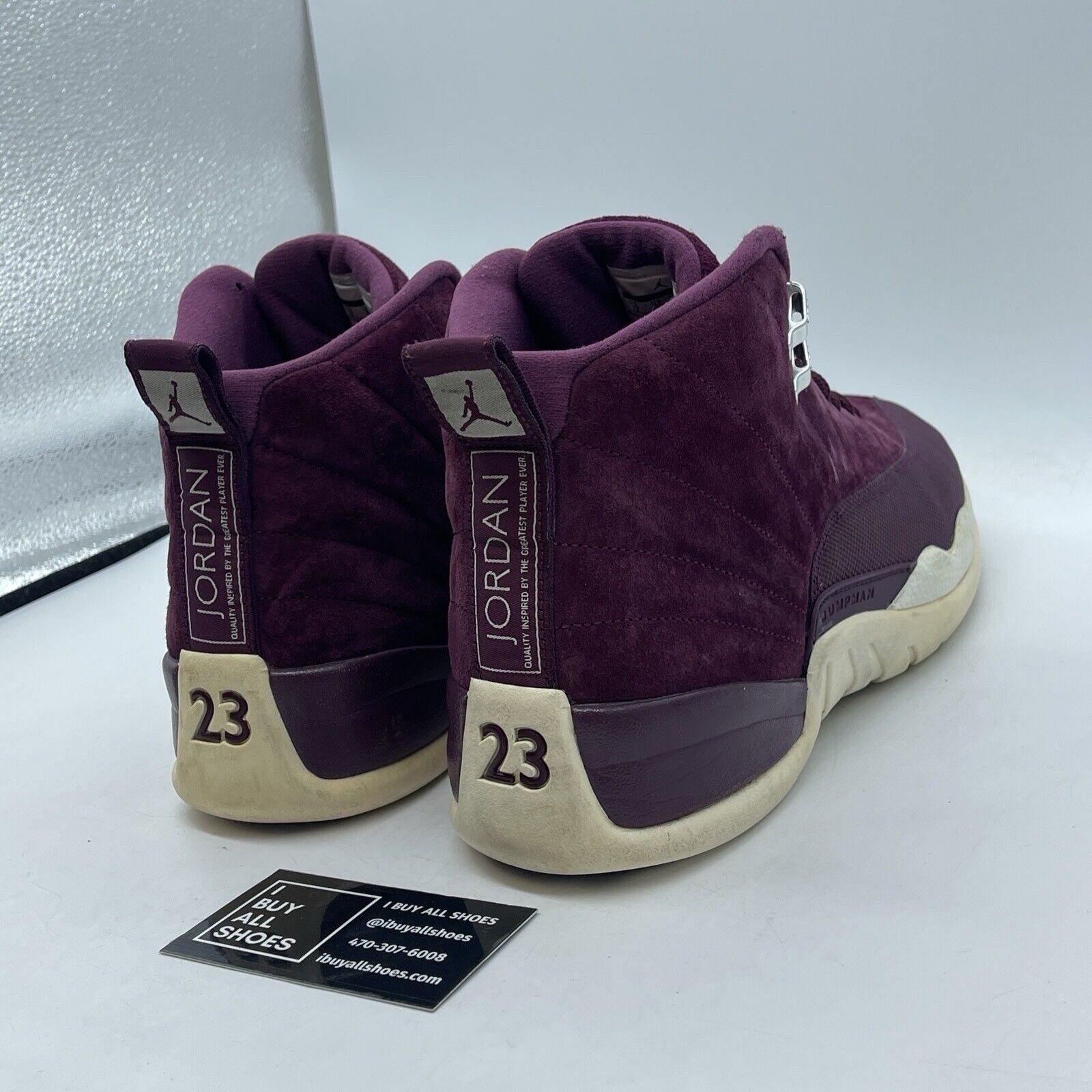 Size 12 - Air Jordan 12 Retro Bordeaux Silver Suede Leather (130690-617)