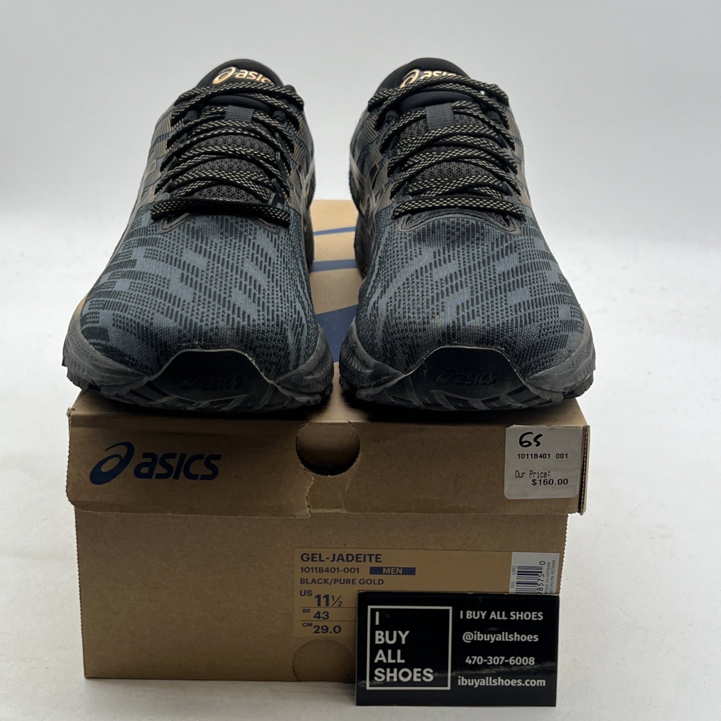 Size 11.5 - Asics Gel Jadeite Black Pure Gold (1011B401-001)