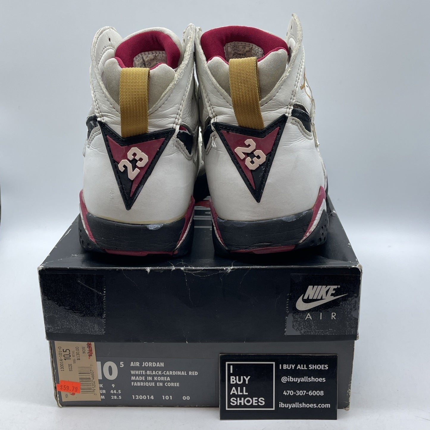 Size 10.5 - Air Jordan 7 OG 1992 Cardinal White Gold Leather (130014-101)