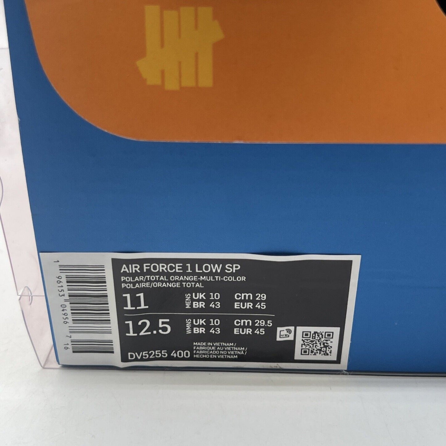 Size 11 - Nike Undefeated x Air Force 1 Low Total Orange (DV5255-400)
