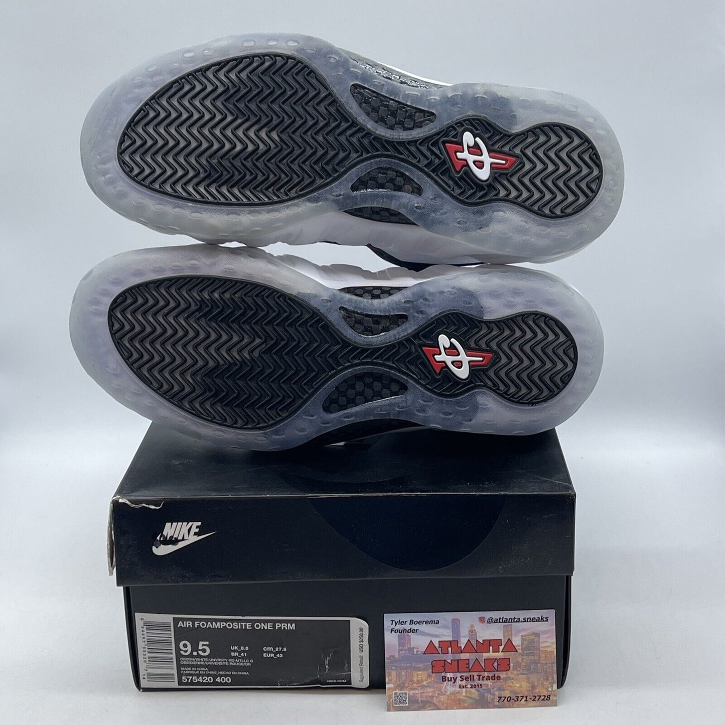 Size 9.5 - Nike Air Foamposite One PRM Olympic White Suede Leather (575420-400)