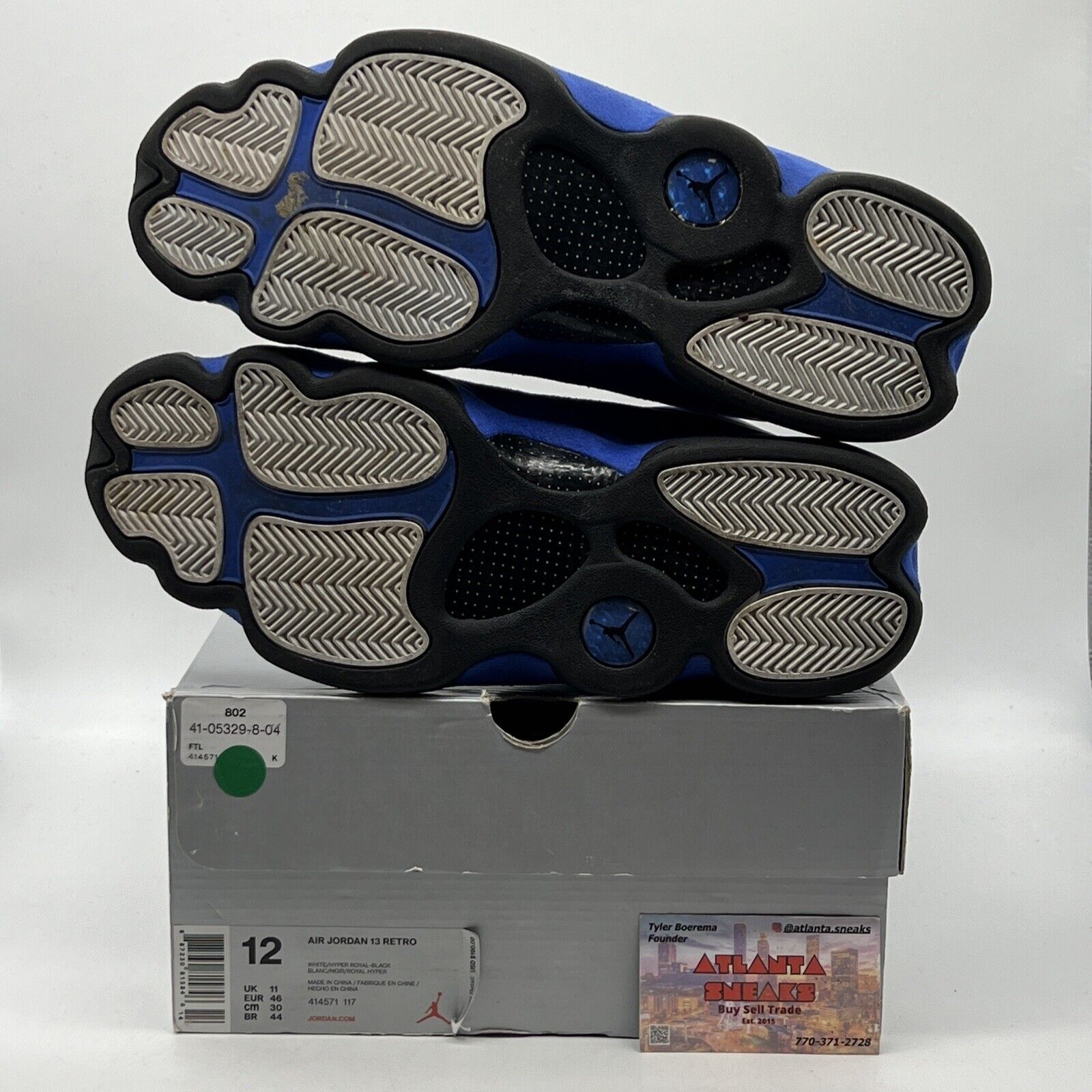 Size 12 - Air Jordan 13 Retro Hyper Royal Black White Blue Leather Suede Used
