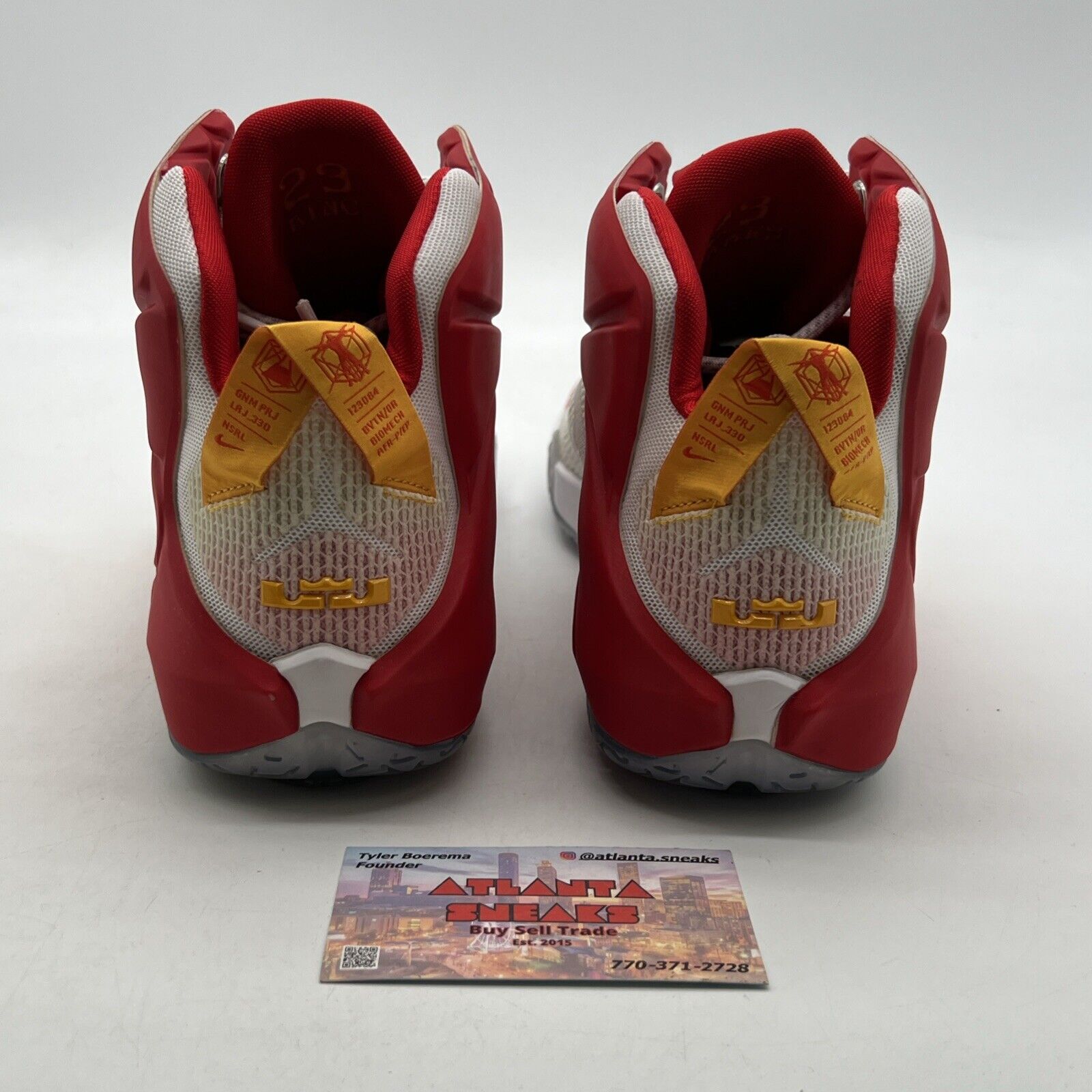 Size 9.5 - Nike LeBron 12 iD Unlocked Red/Yellow/White (799181-981)