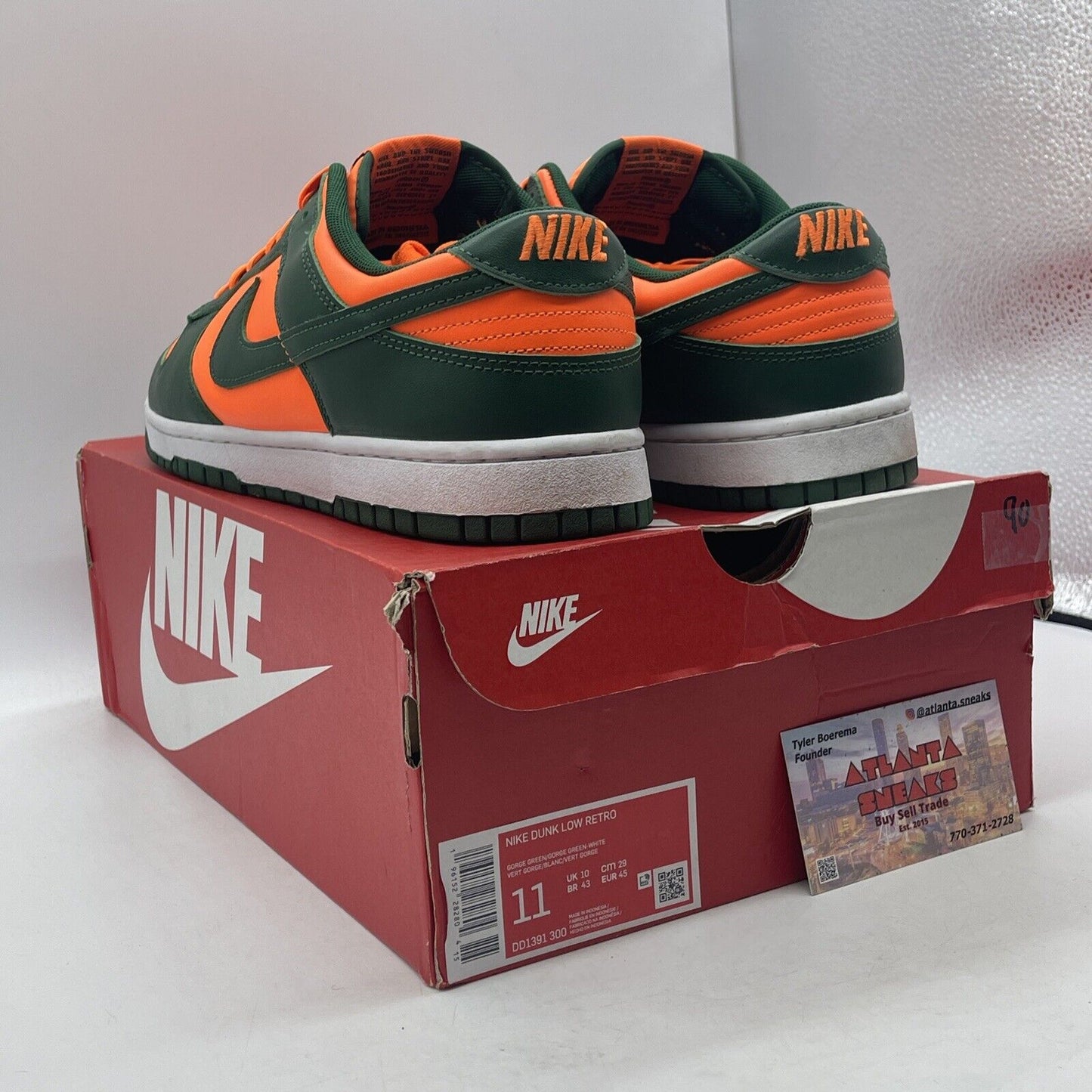 Size 11 - Nike Dunk Low Miami Hurricanes Green Orange Leather (DD1391-300)