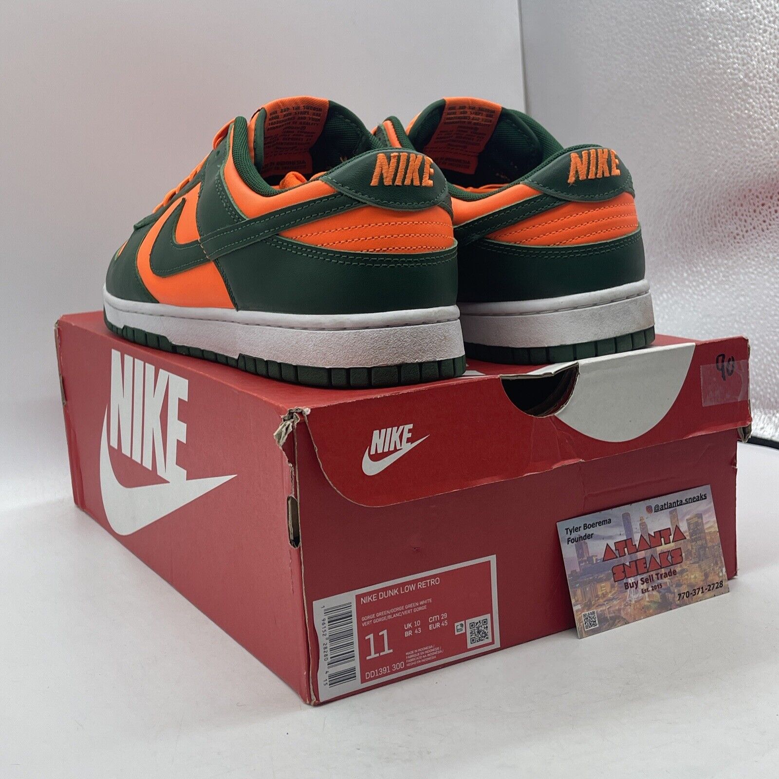 Size 11 - Nike Dunk Low Miami Hurricanes Green Orange Leather (DD1391-300)