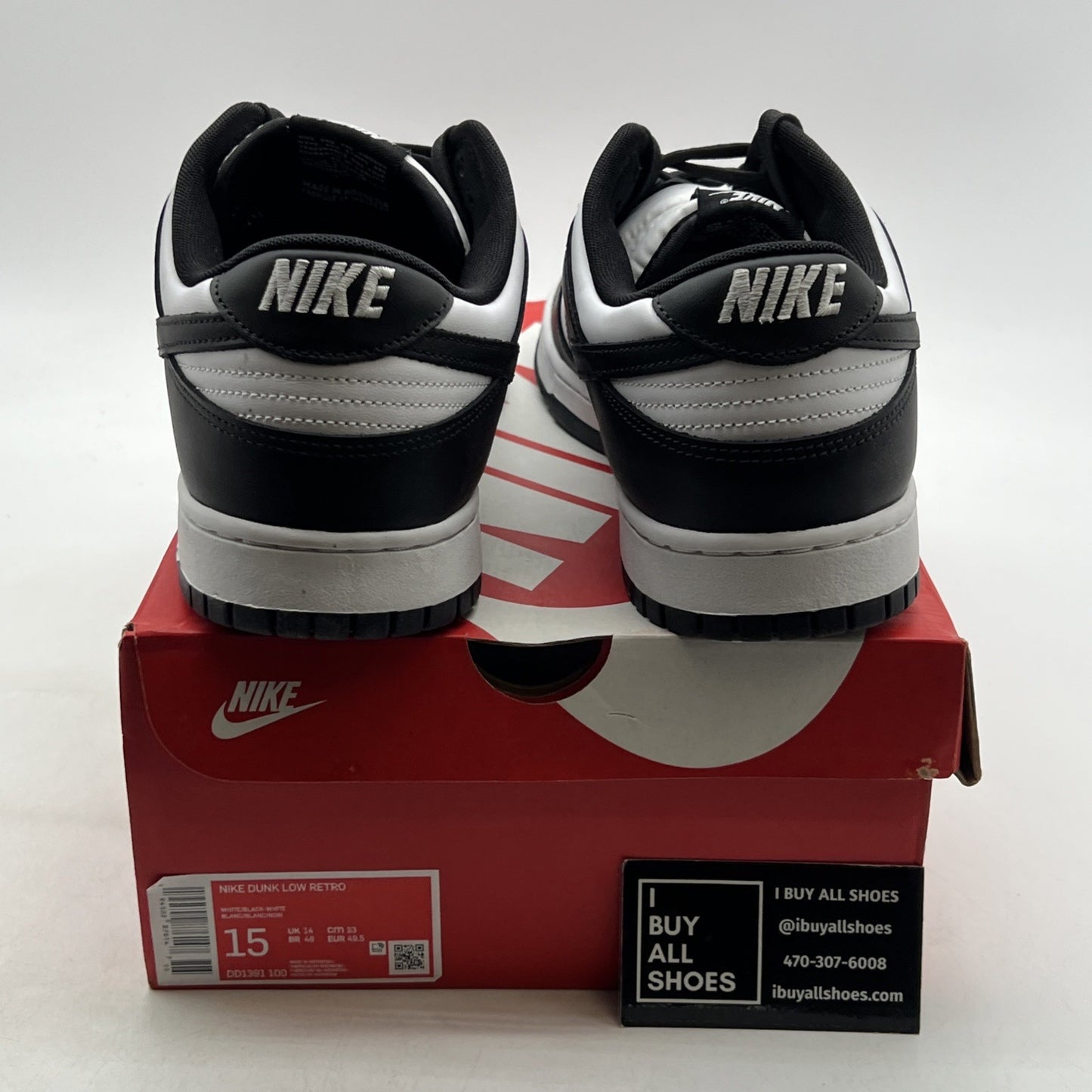 Size 15 - Nike Dunk Low Black White (DD1391-100)