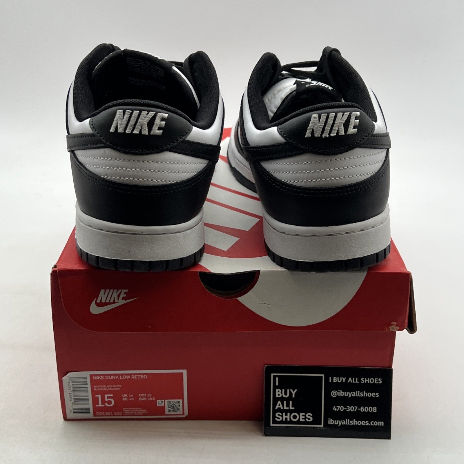 Size 15 - Nike Dunk Low Black White (DD1391-100)