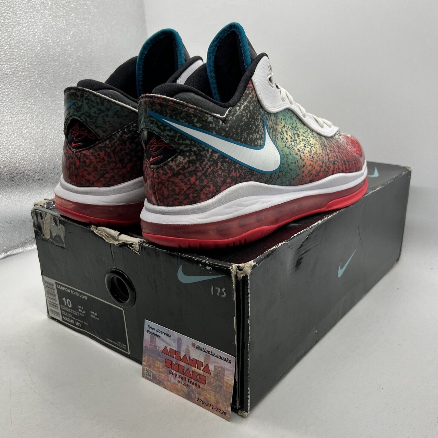 Size 10 - Nike Lebron 8 V/2 2011 Low Miami Night Blue Green Red White 456849-101