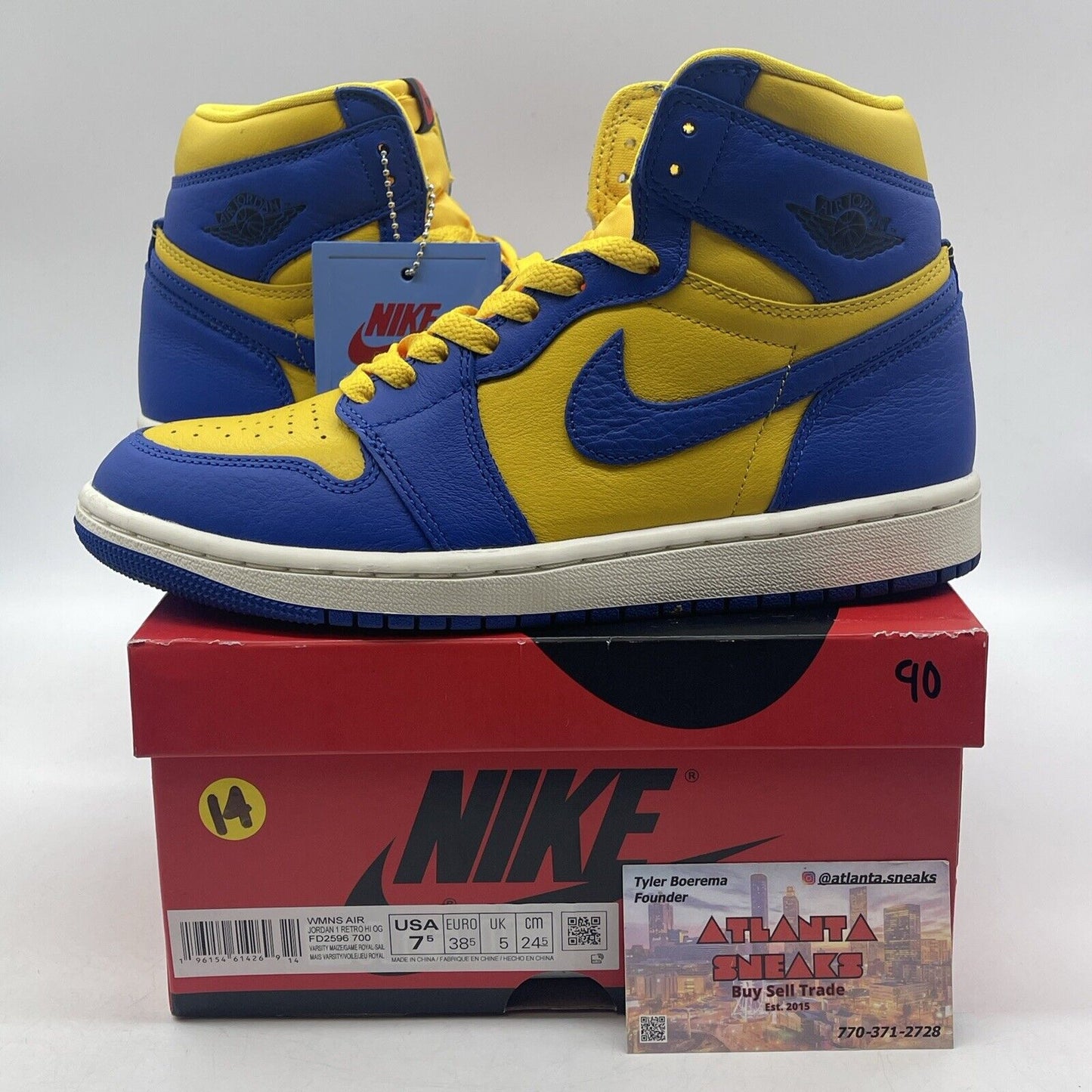 Size 7.5 - Air Jordan 1 Retro OG High Reverse Laney W White Yellow (FD2596-700)